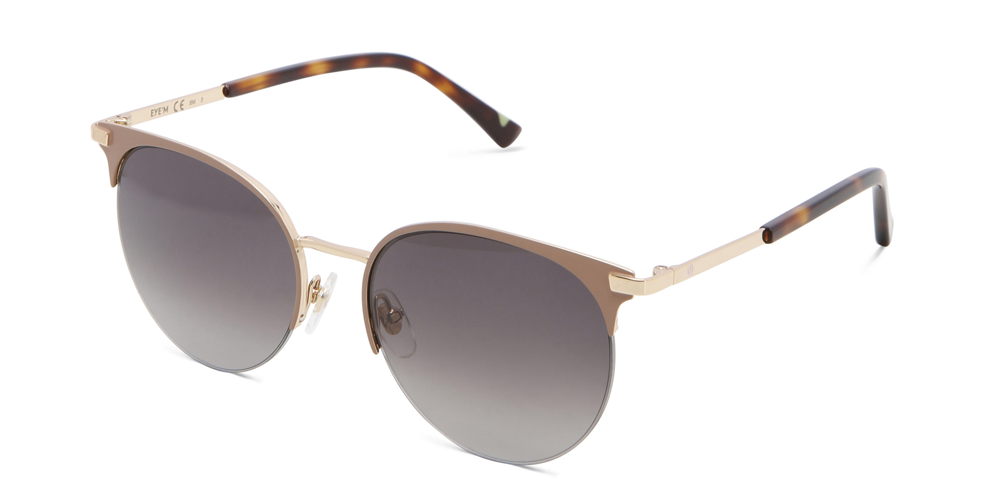 EYE'M Half Rim Round Sunglasses in Nude – Product Photo 2