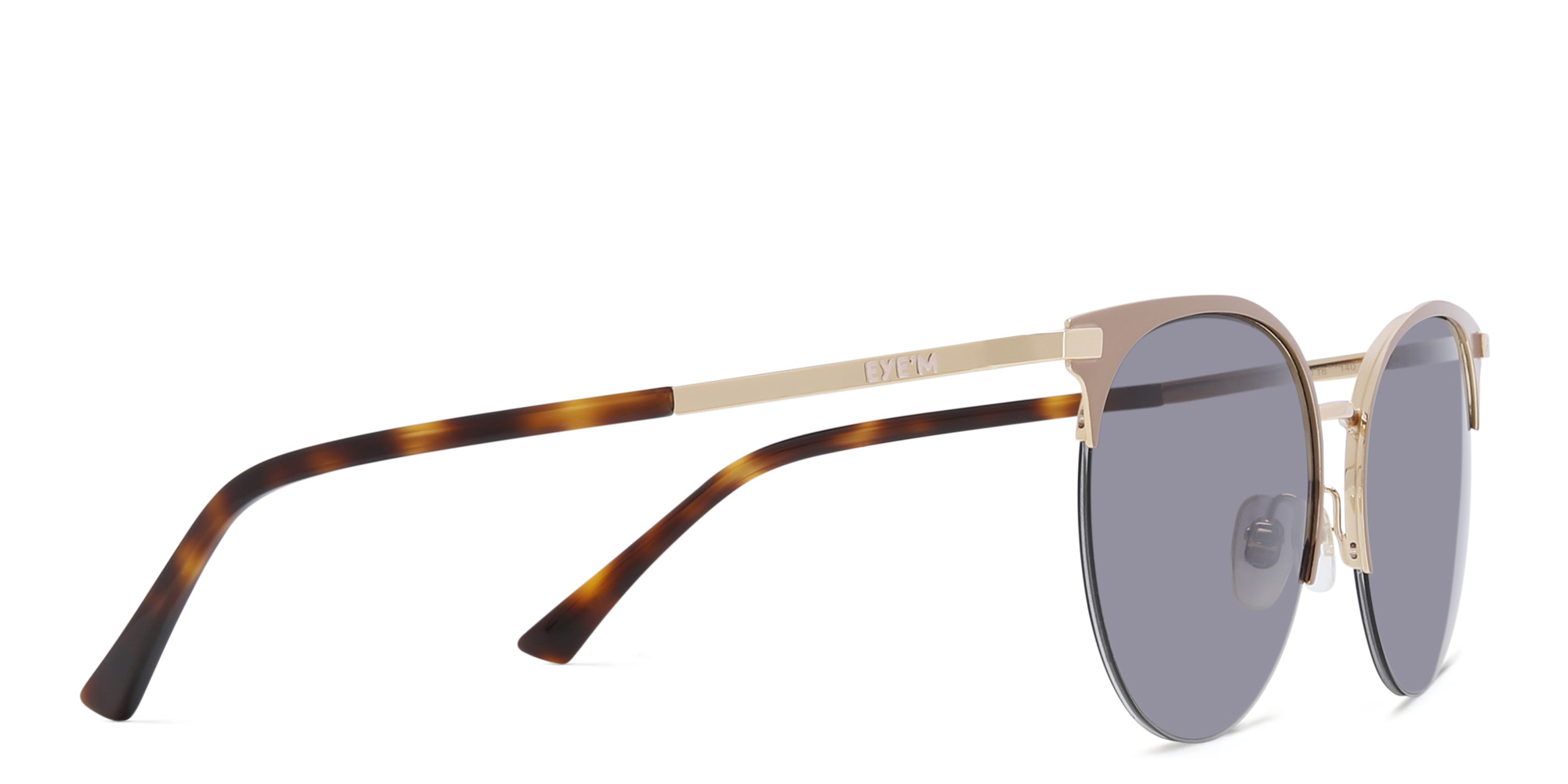 EYE'M Half Rim Round Sunglasses in Nude – Product Photo 3