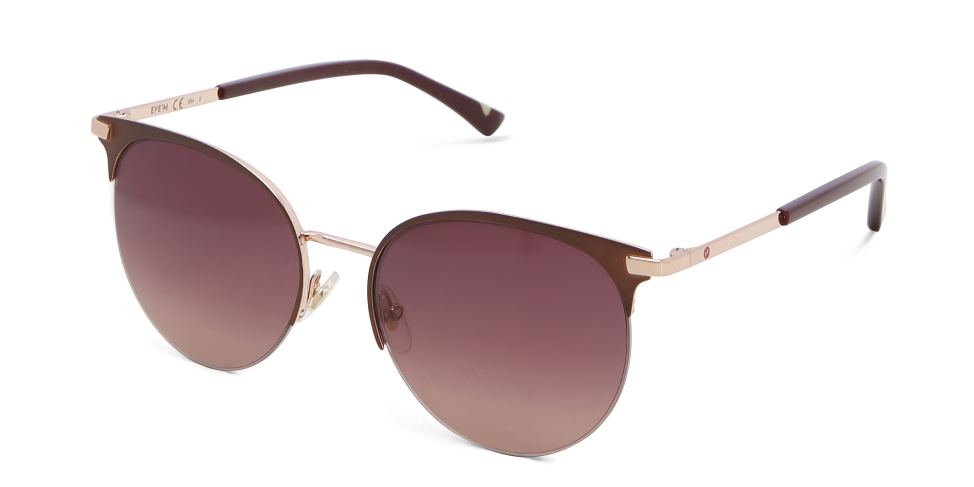 EYE'M Half Rim Round Sunglasses in Red – Product Photo 2