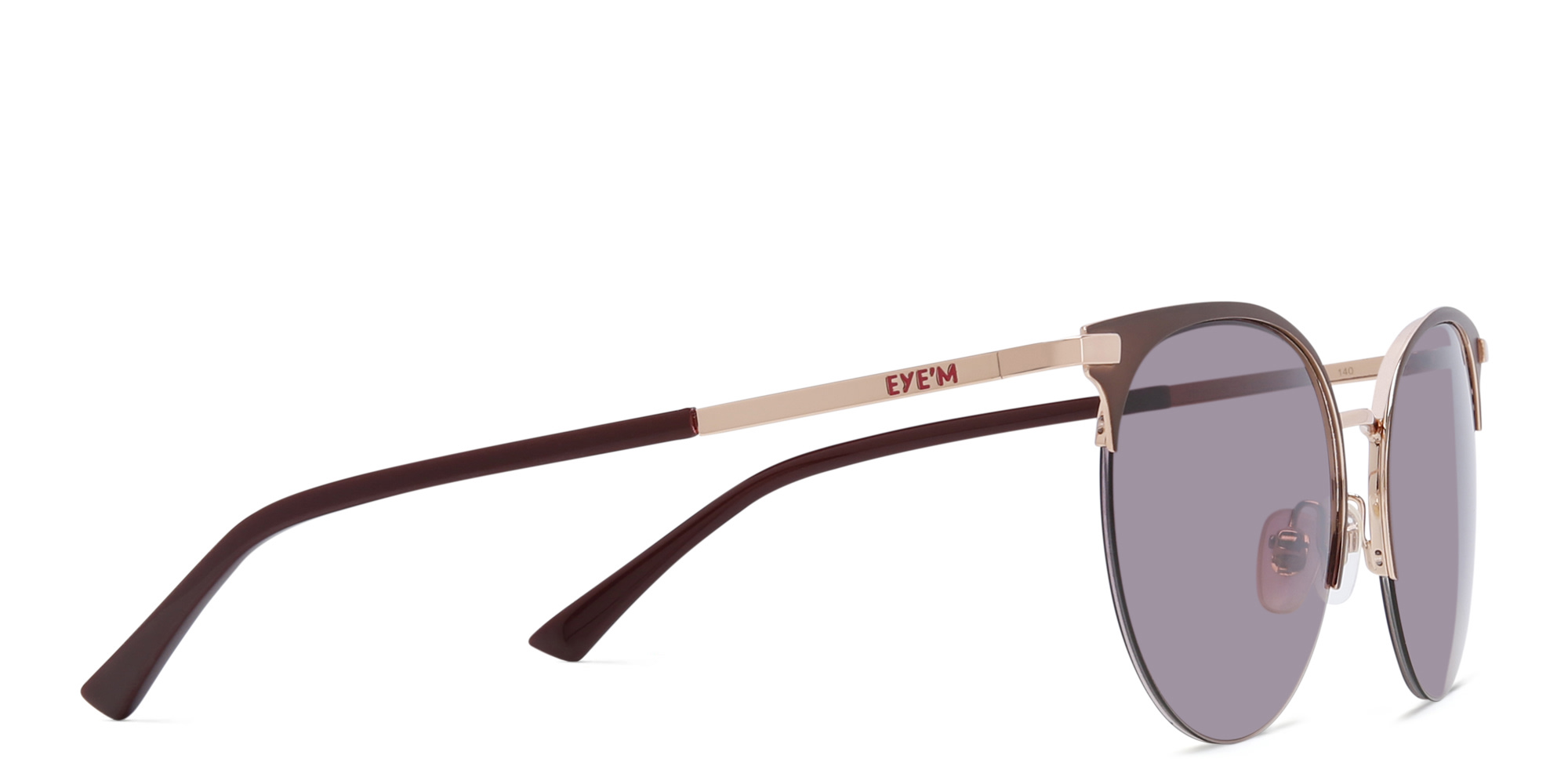 EYE'M Half Rim Round Sunglasses in Red – Product Photo 3