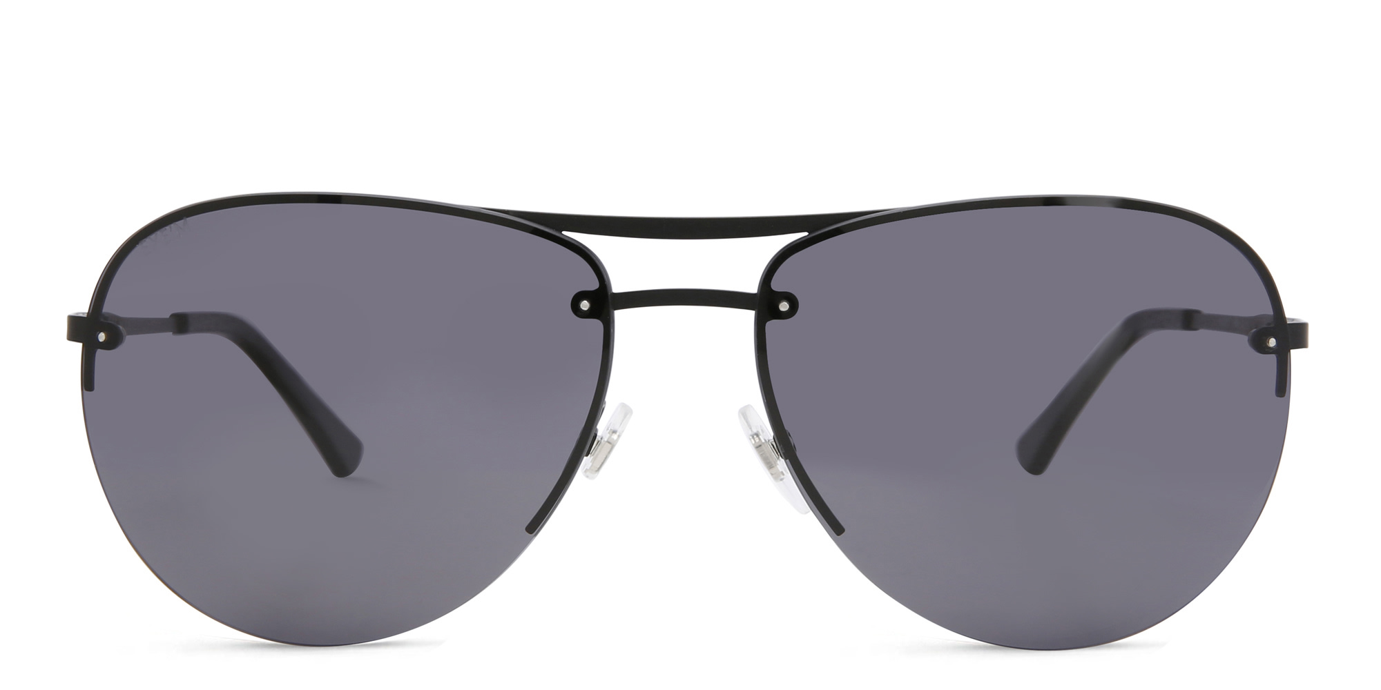 EYE'M Half Rim Wide Aviator Sunglasses in Black – Product Photo 1