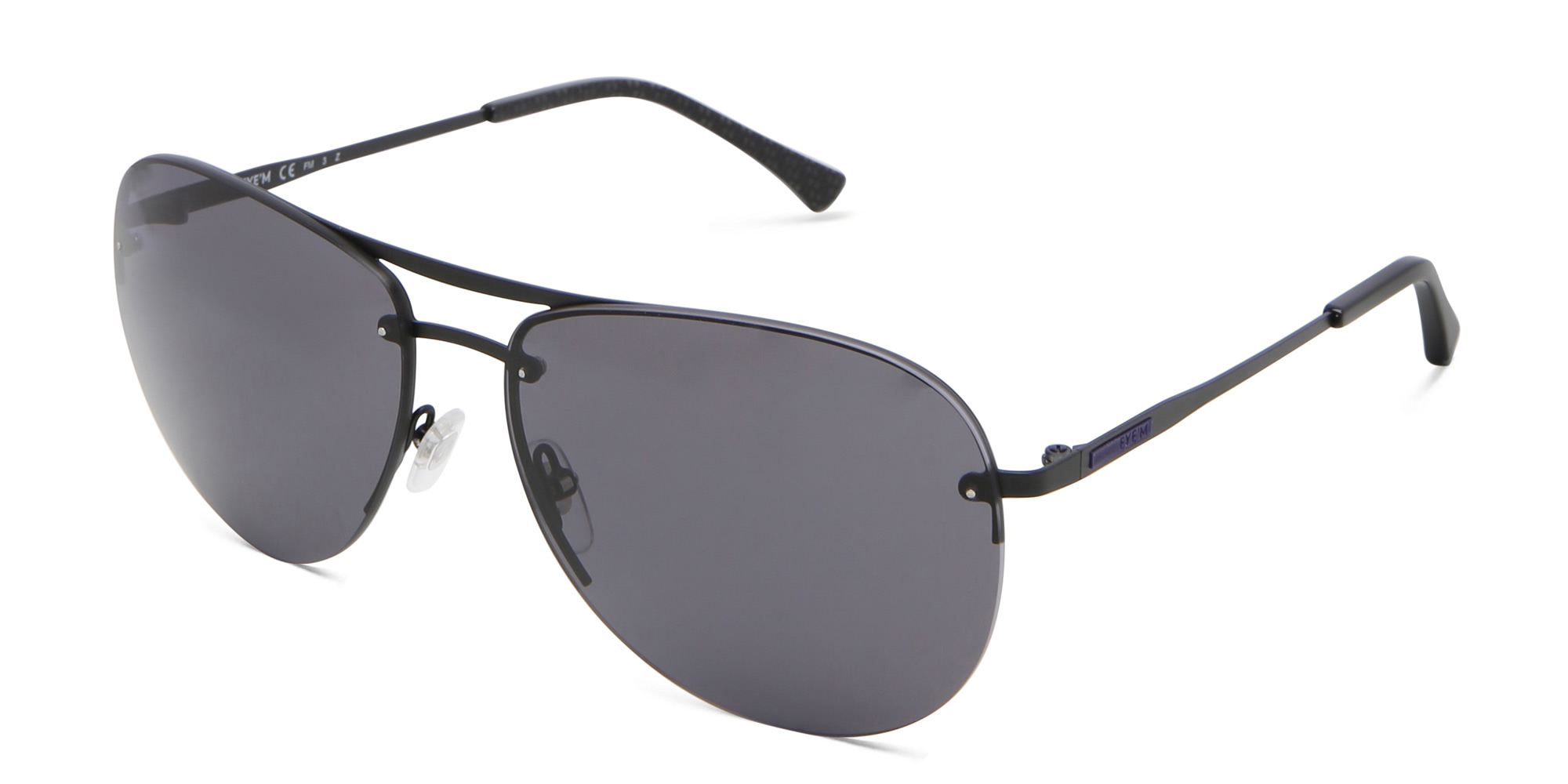EYE'M Half Rim Wide Aviator Sunglasses in Black – Product Photo 2