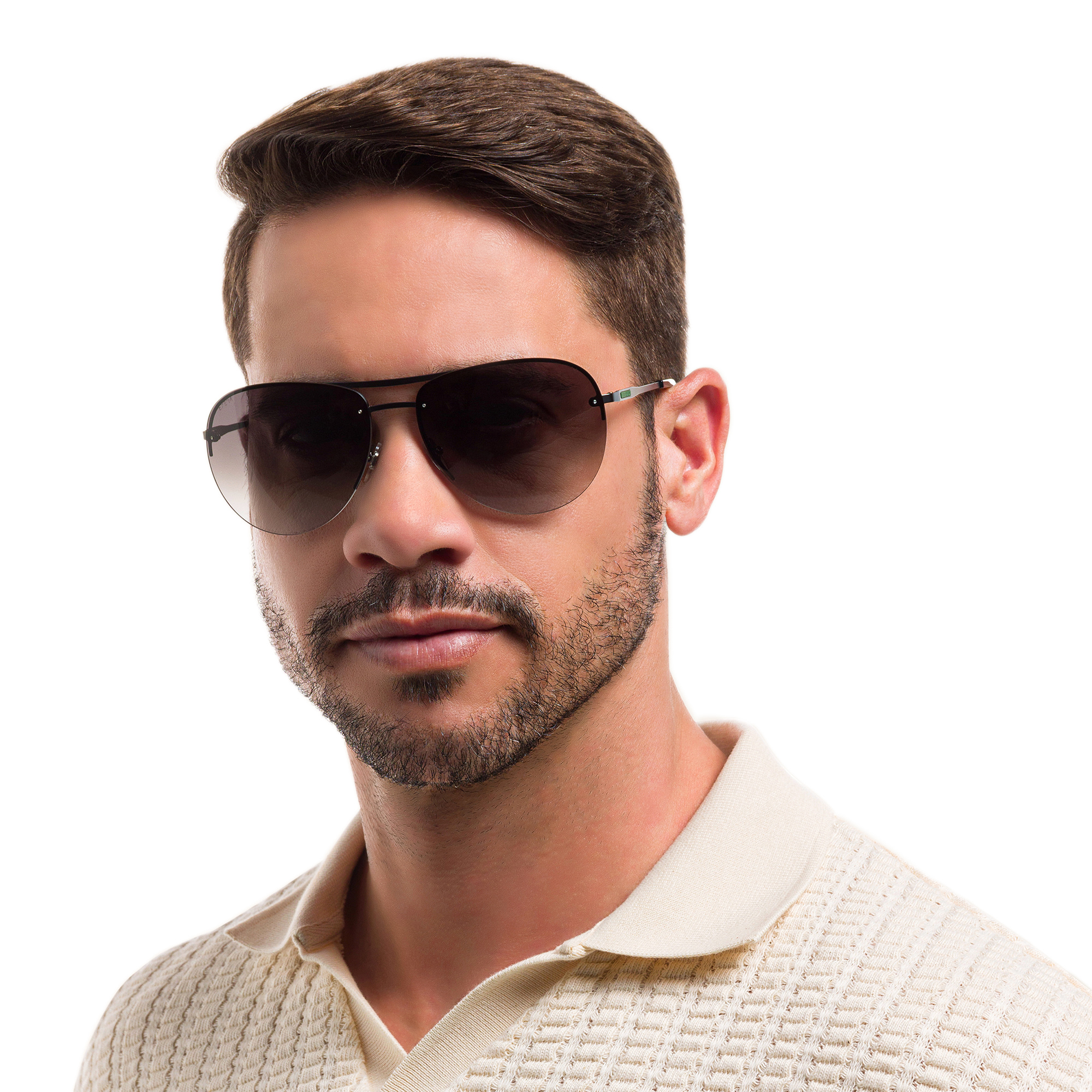 EYE'M Half Rim Wide Aviator Sunglasses in Gunmetal – Product Photo 6