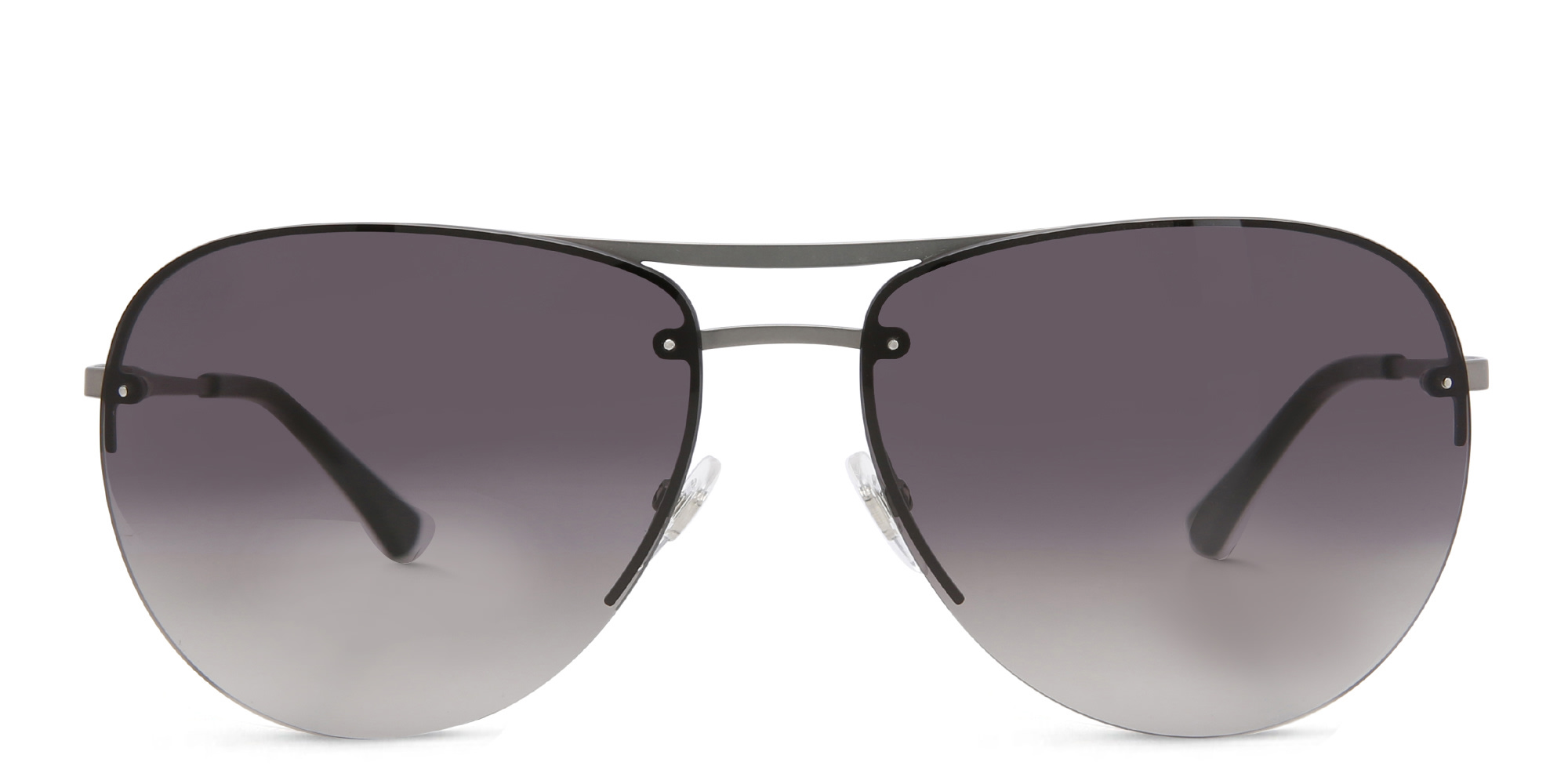 EYE'M Half Rim Wide Aviator Sunglasses in Gunmetal – Product Photo 1