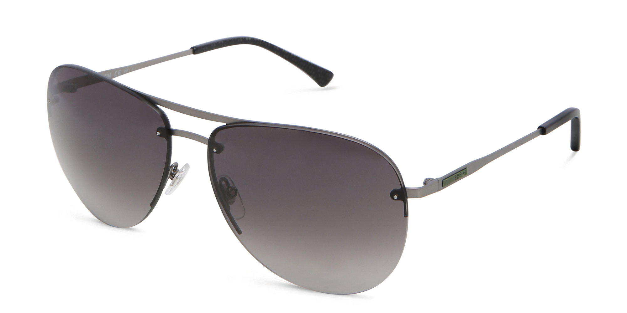 EYE'M Half Rim Wide Aviator Sunglasses in Gunmetal – Product Photo 2