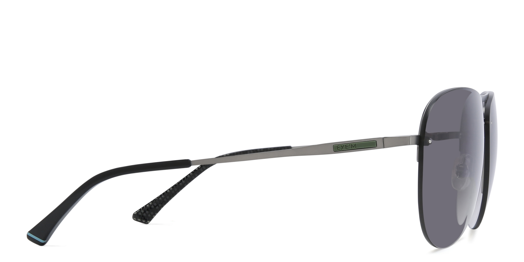 EYE'M Half Rim Wide Aviator Sunglasses in Gunmetal – Product Photo 3