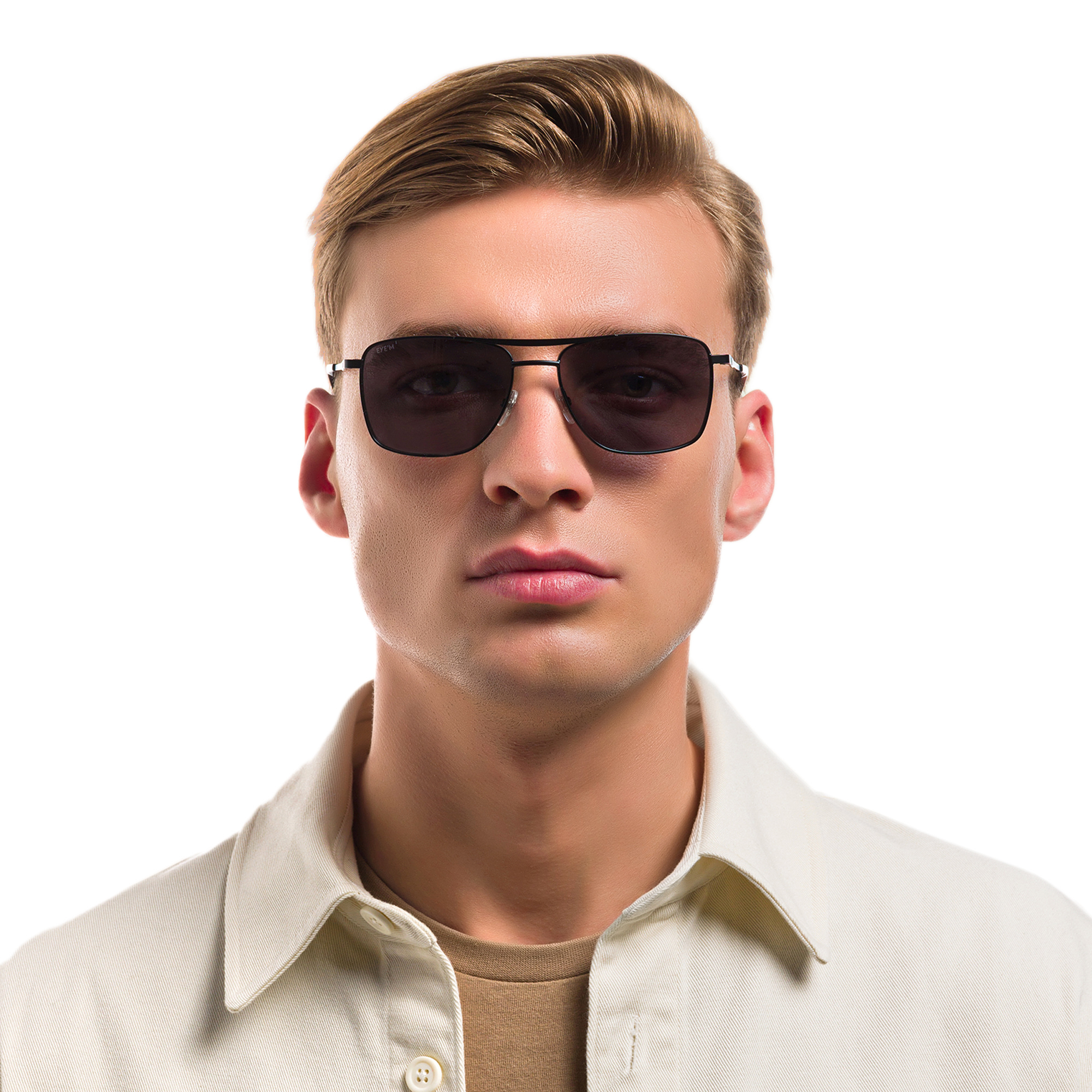 EYE'M Rectangle Sunglasses in Black – Product Photo 5