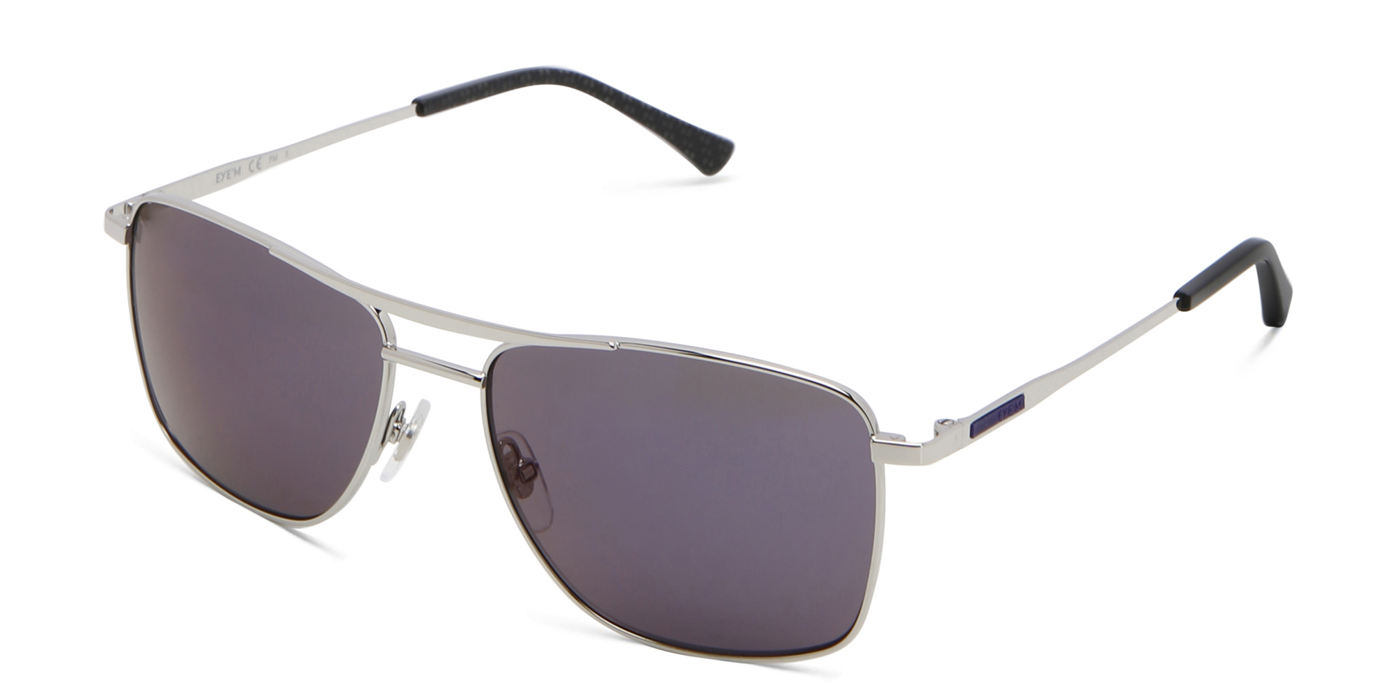 EYE'M Rectangle Sunglasses in Silver – Product Photo 2