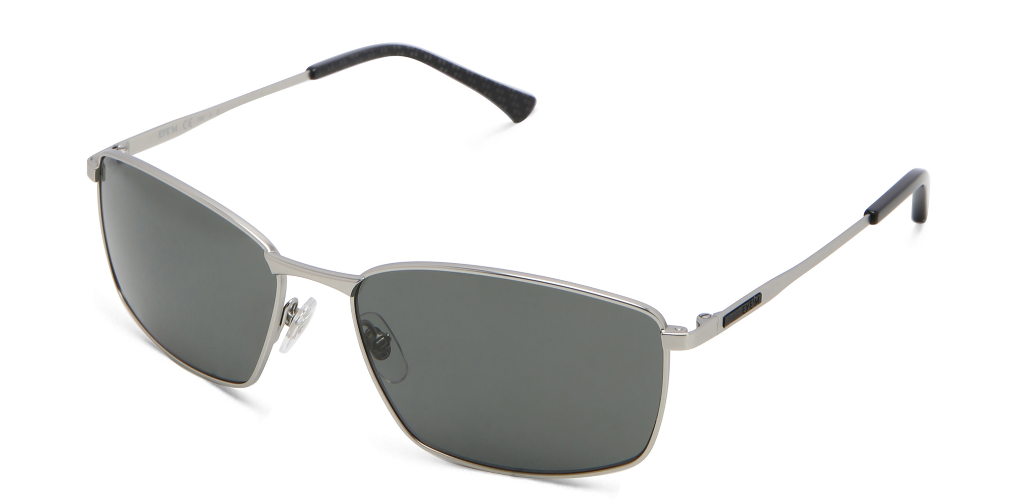 EYE'M Wide Rectangle Sunglasses in Silver – Product Photo 2