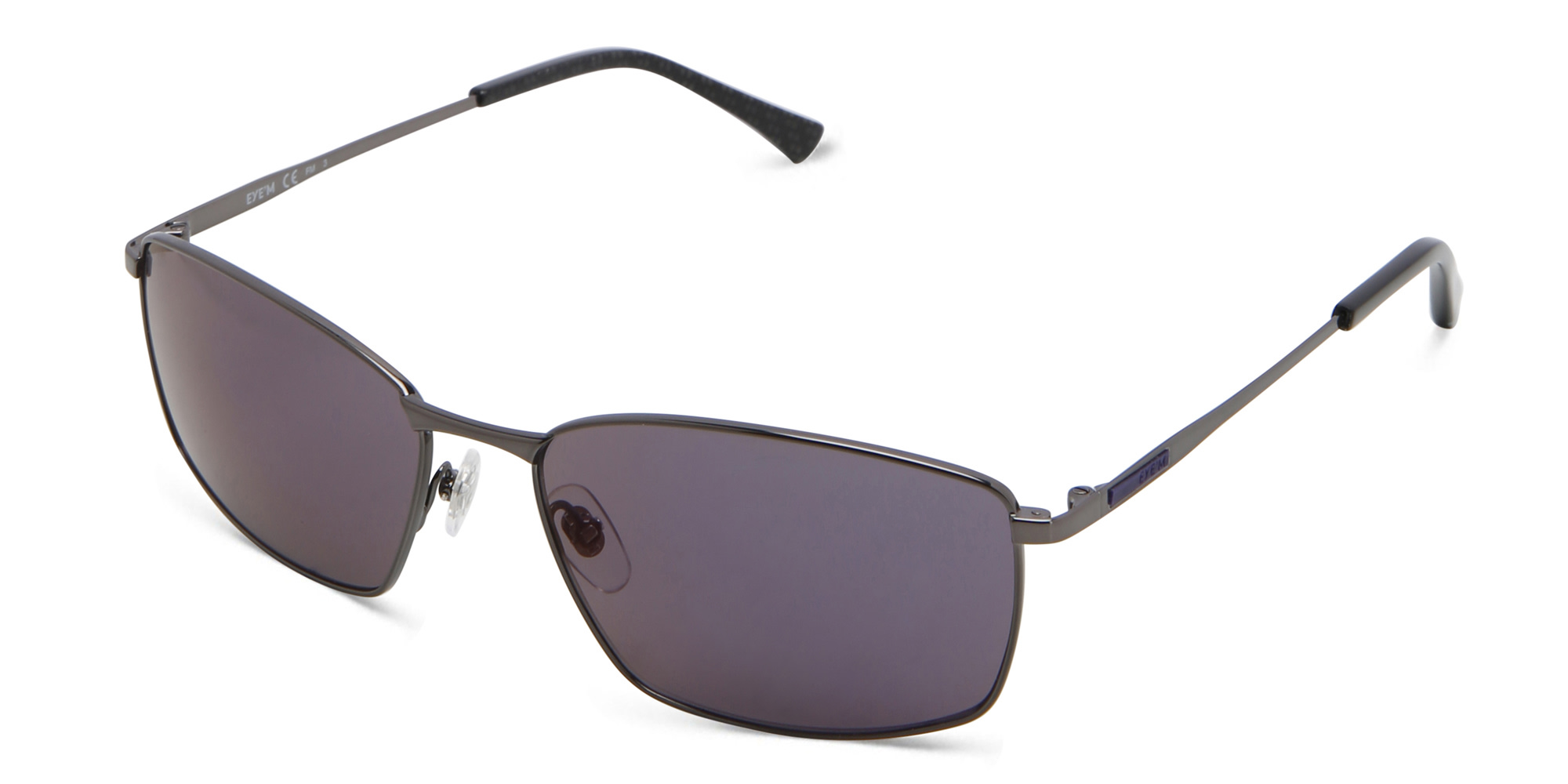 EYE'M Wide Rectangle Sunglasses in Gunmetal – Product Photo 2