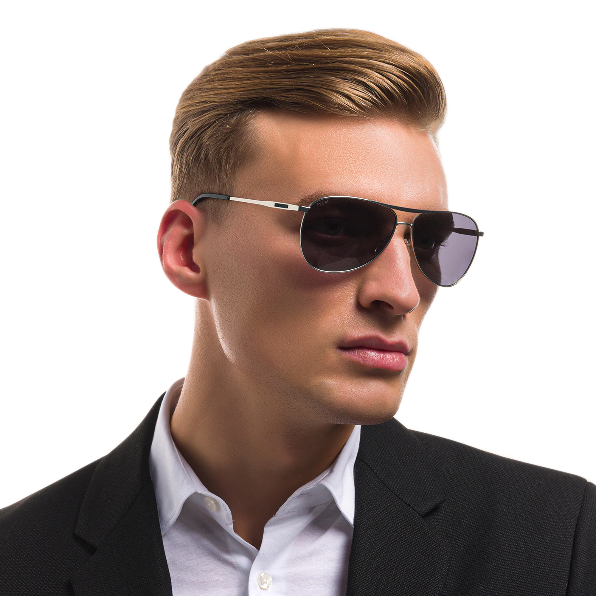 EYE'M Wide Aviator Sunglasses in Silver – Product Photo 5