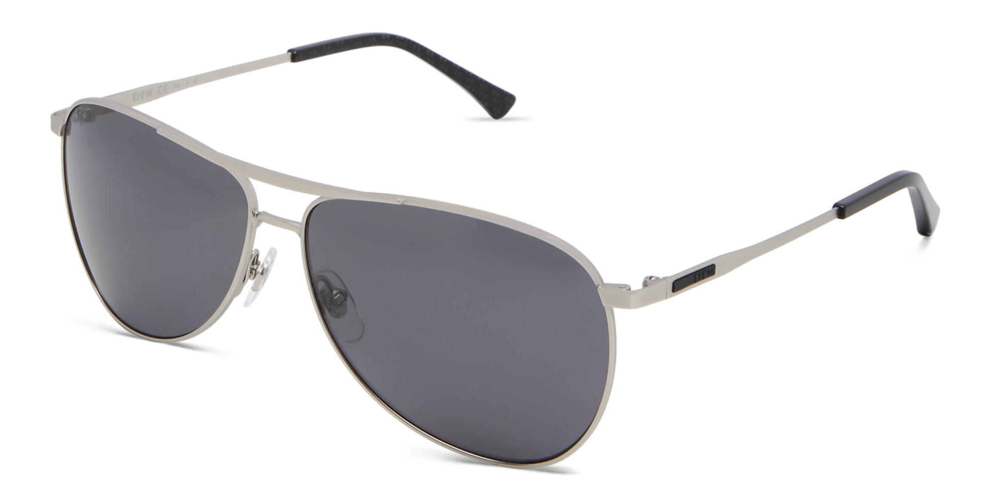 EYE'M Wide Aviator Sunglasses in Silver – Product Photo 2