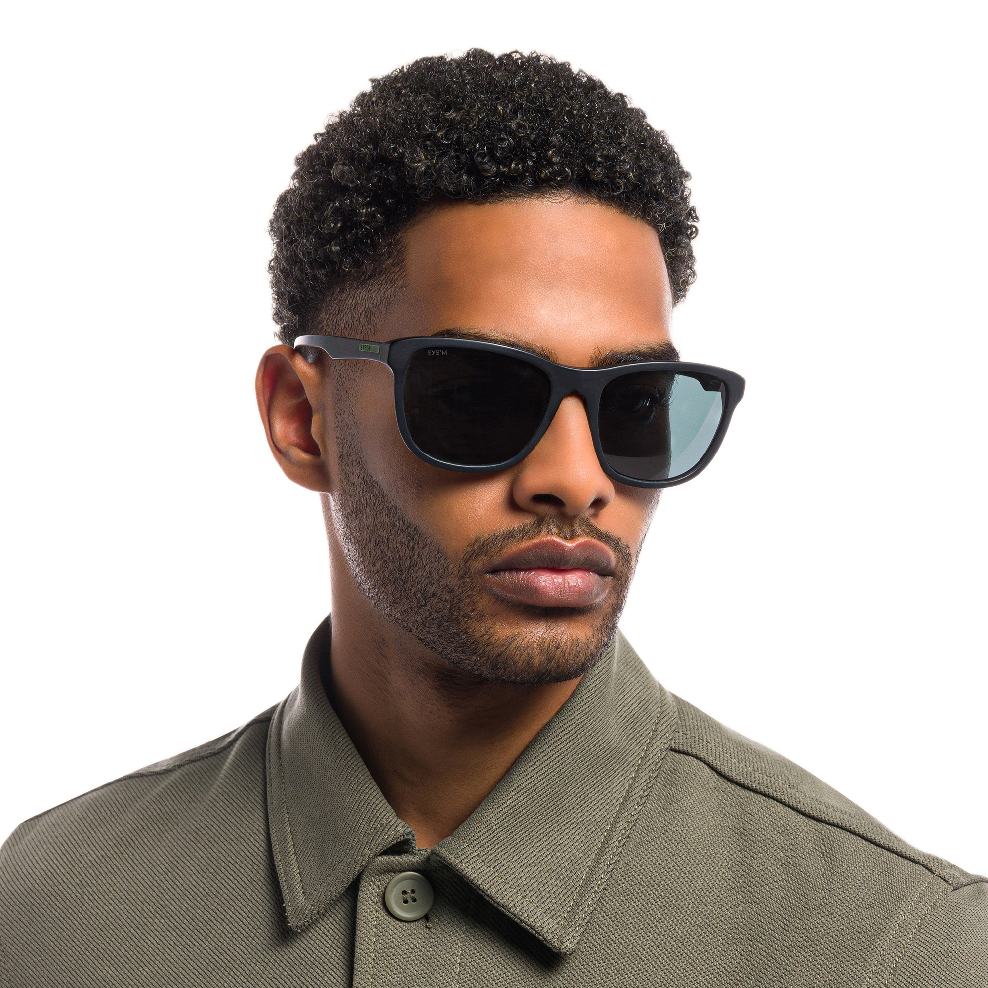 Shop EYE'M Square Sunglasses in Black online.