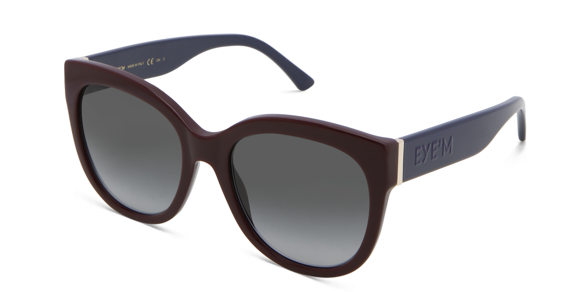 EYE'M Cat Eye Sunglasses in Burgundy – Product Photo 2