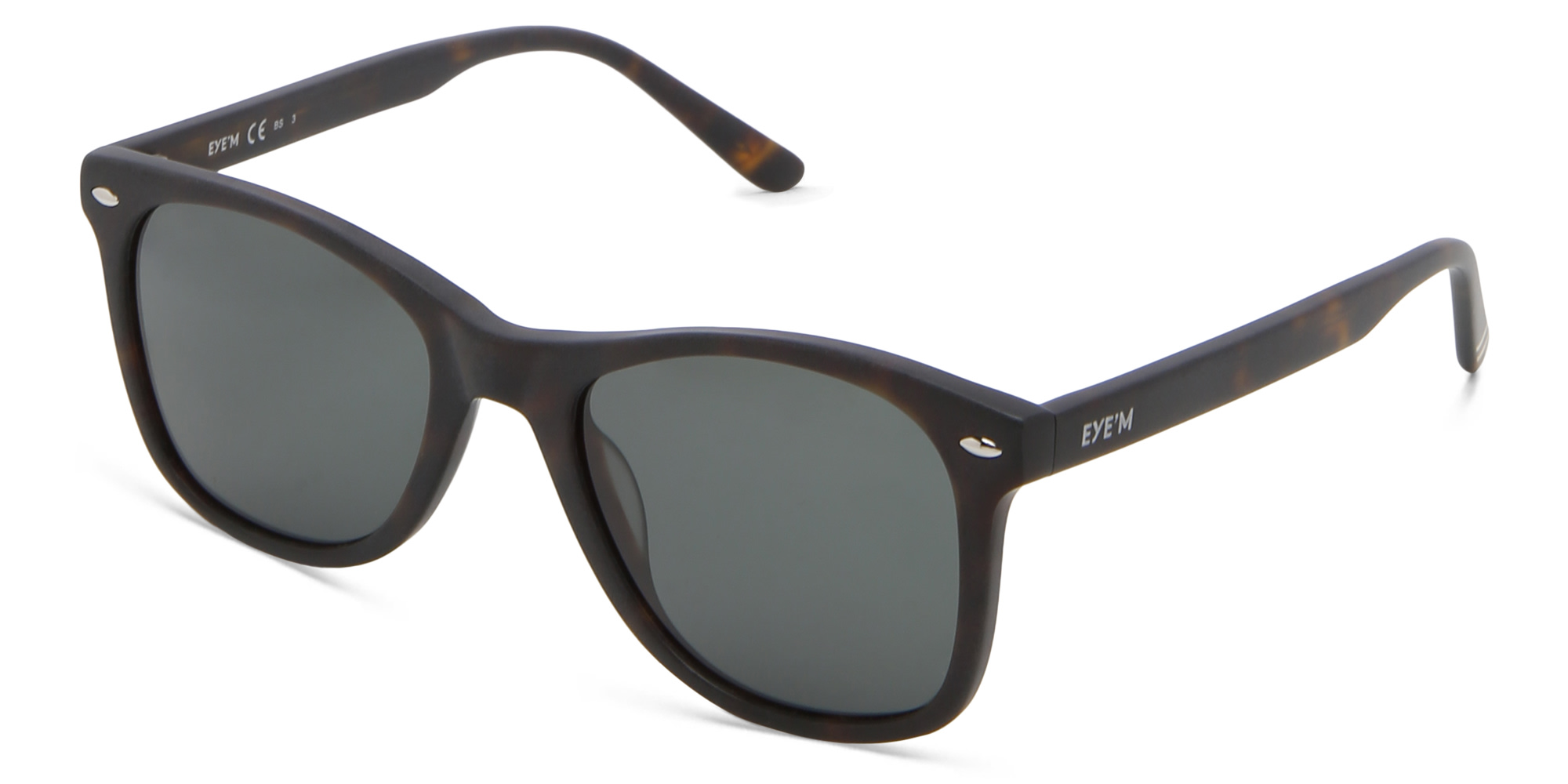 EYE'M Kids Square Sunglasses in Solid Black – Product Photo 2