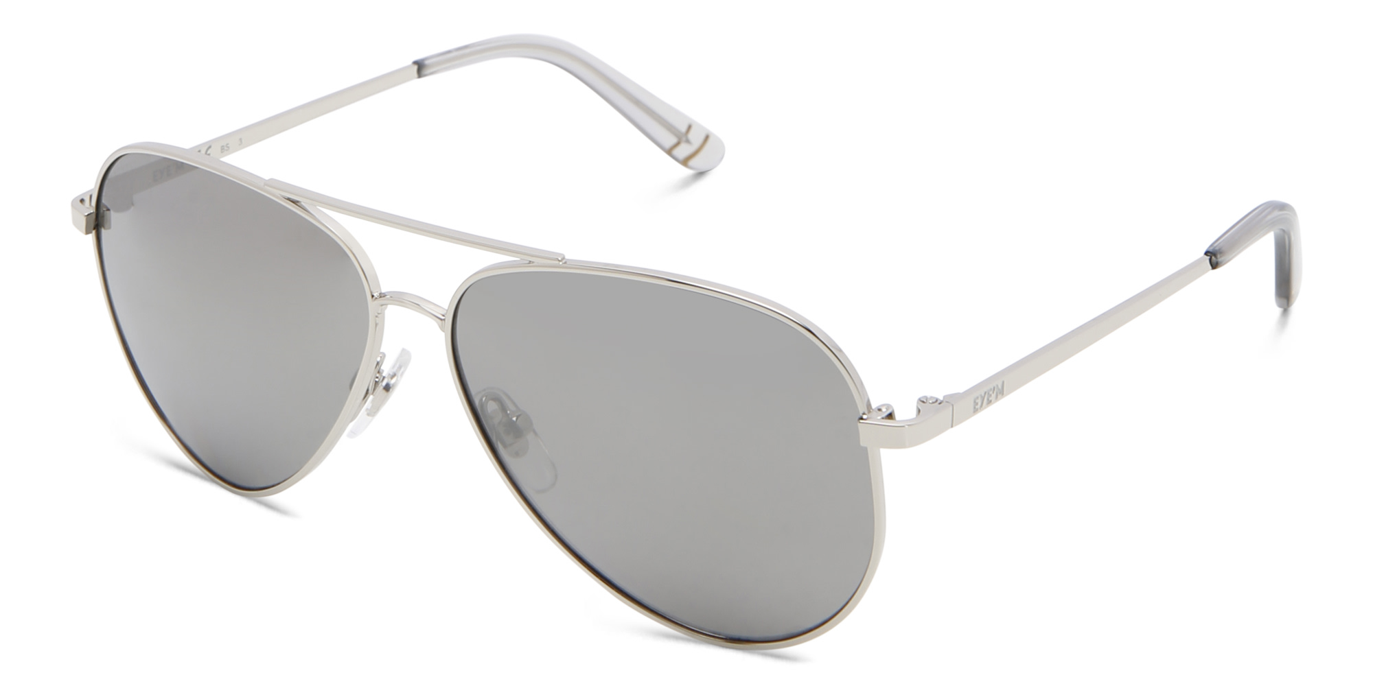 EYE'M Kids Aviator Sunglasses in Silver – Product Photo 2