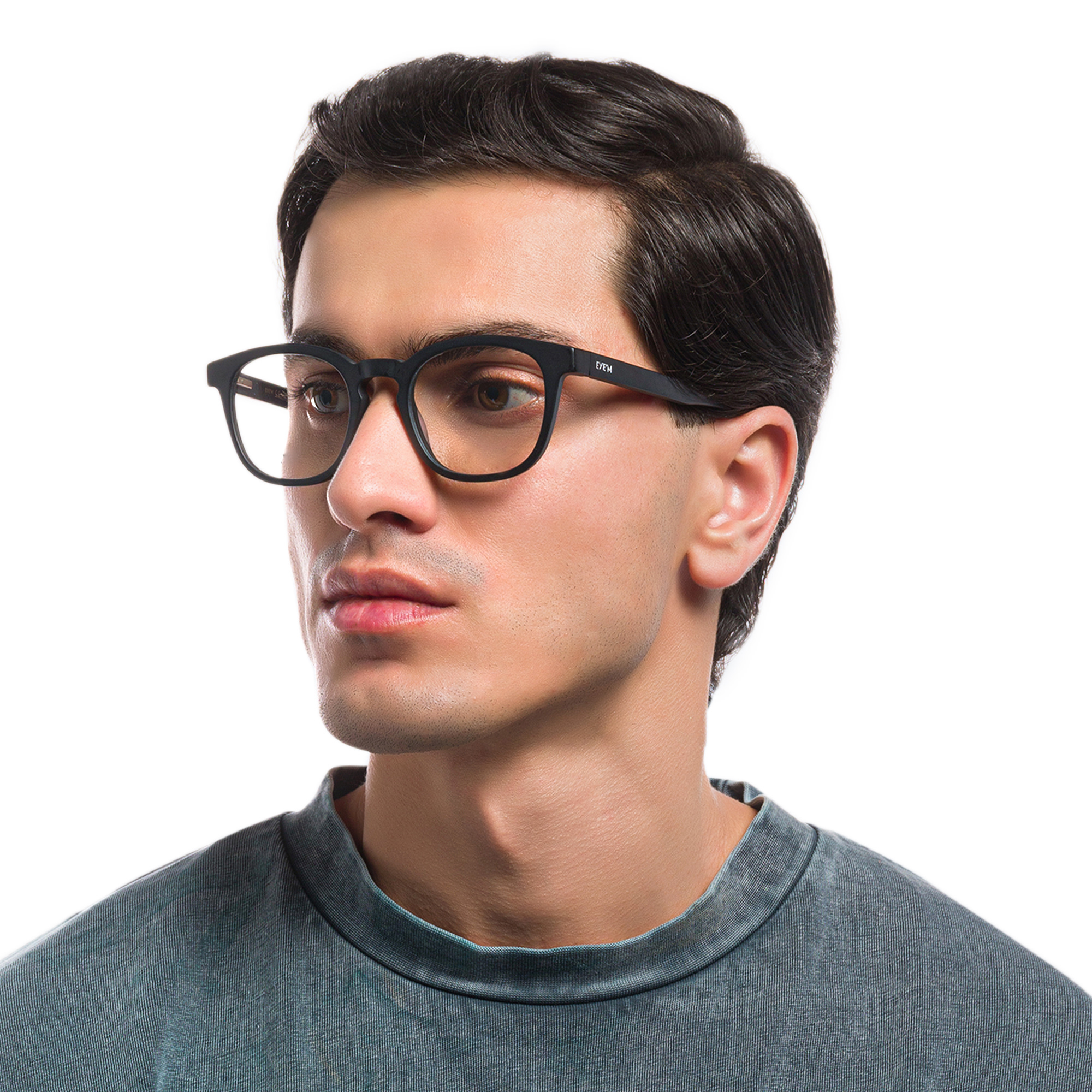 EYE'M Square Eyeglasses in Black – Product Photo 6