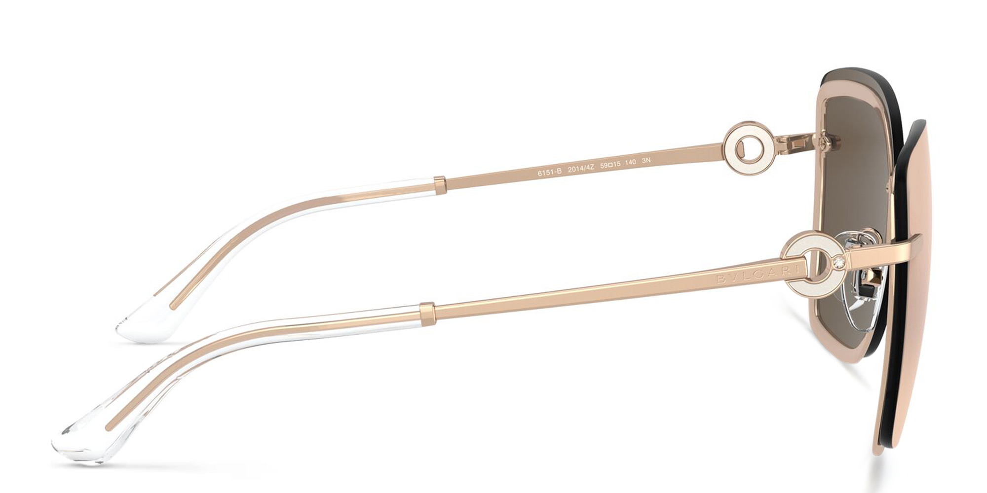 BVLGARI Wide Square Sunglasses in Pink Gold – Product Photo 3