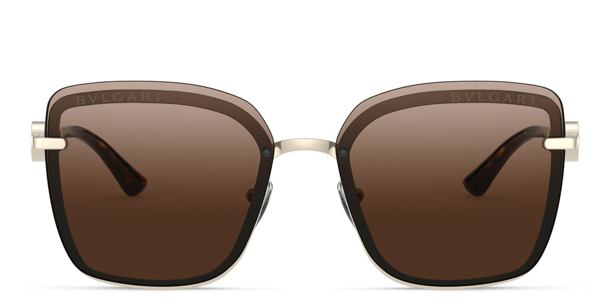 BVLGARI Wide Square Sunglasses in Pale Gold – Product Photo 1