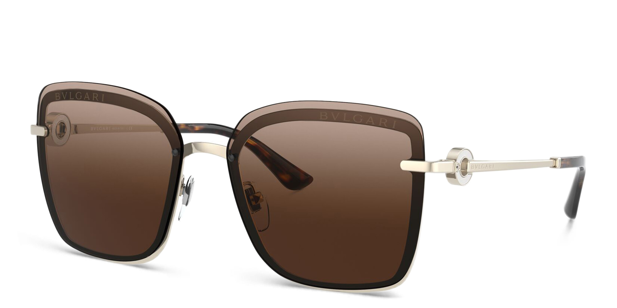 BVLGARI Wide Square Sunglasses in Pale Gold – Product Photo 2