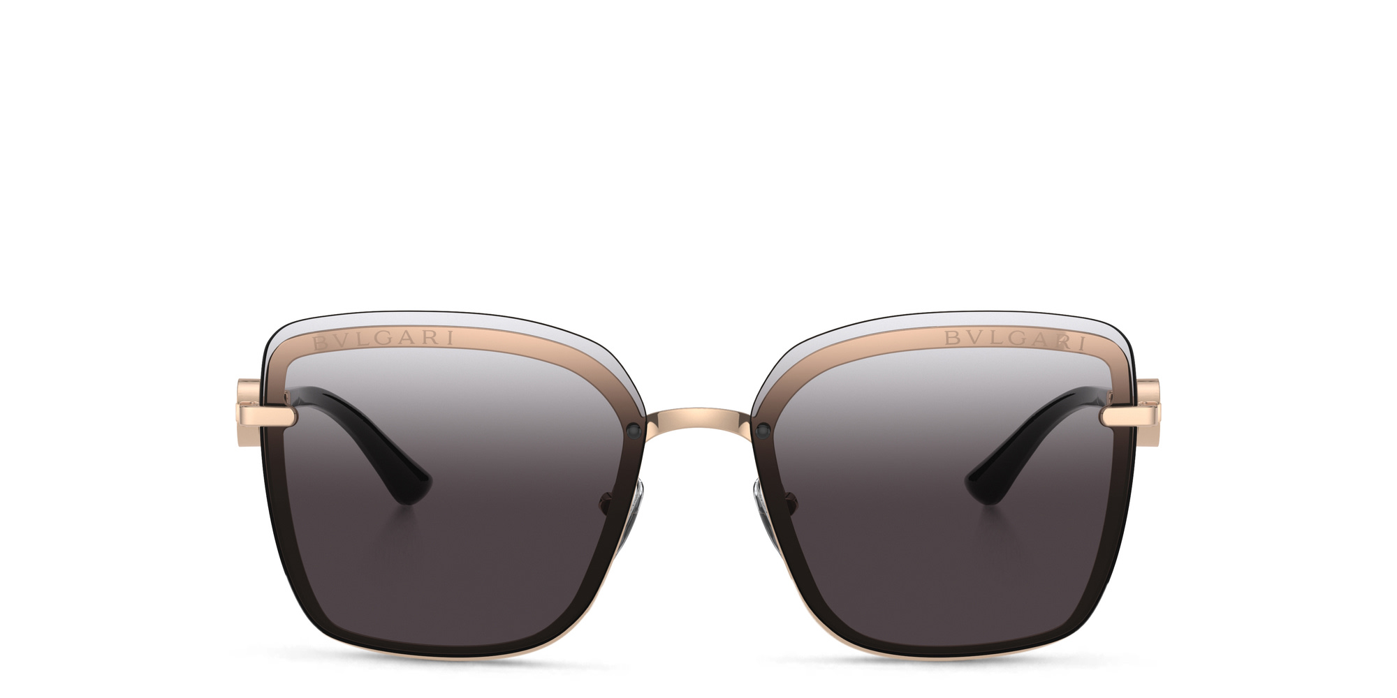 Shop BVLGARI Square Sunglasses in Pink Gold online.