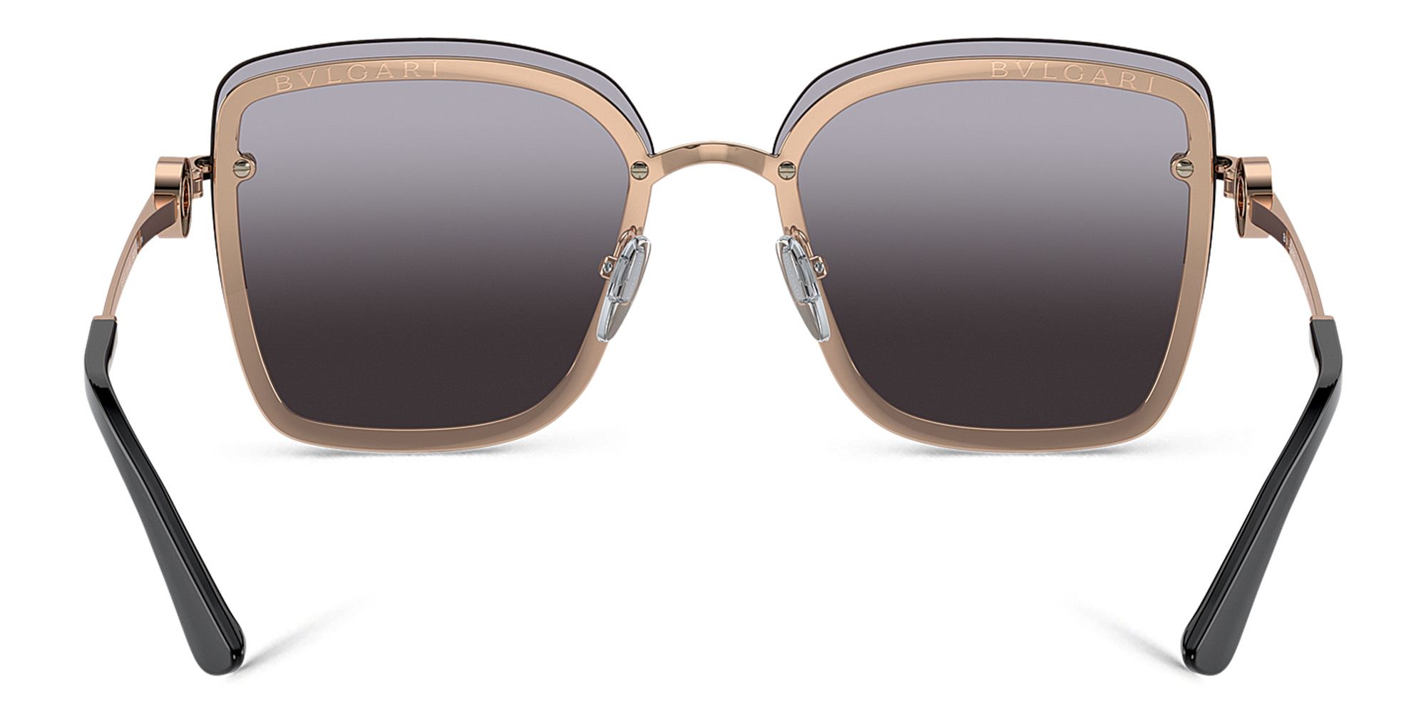 Shop BVLGARI Square Sunglasses in Pink Gold online.