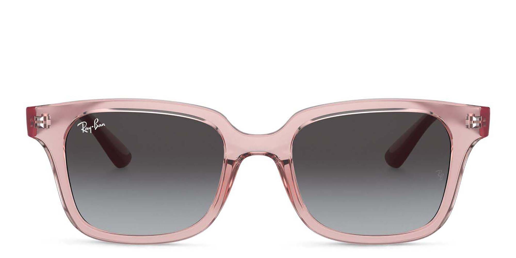 Shop Ray-Ban Junior Kids Square Sunglasses in Transparent Pink online.