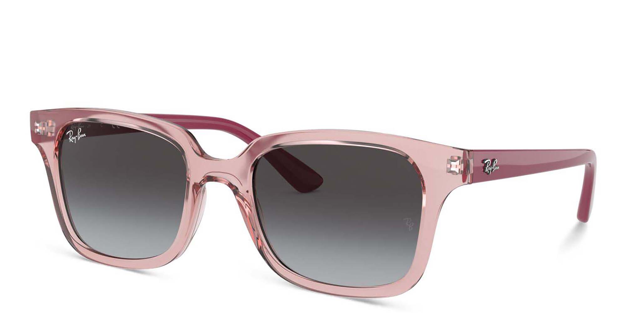 Shop Ray-Ban Junior Kids Square Sunglasses in Transparent Pink online.