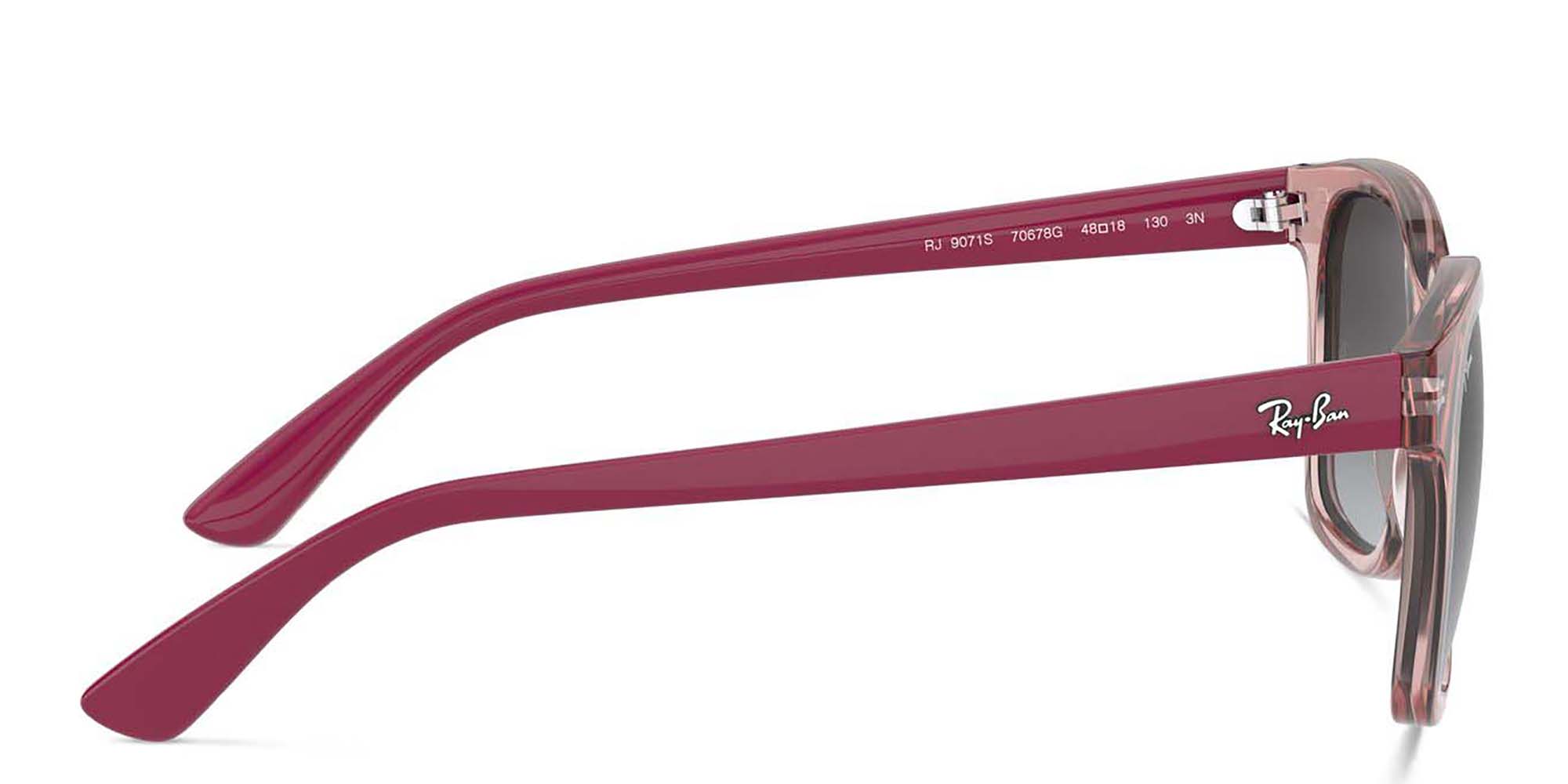 Shop Ray-Ban Junior Kids Square Sunglasses in Transparent Pink online.