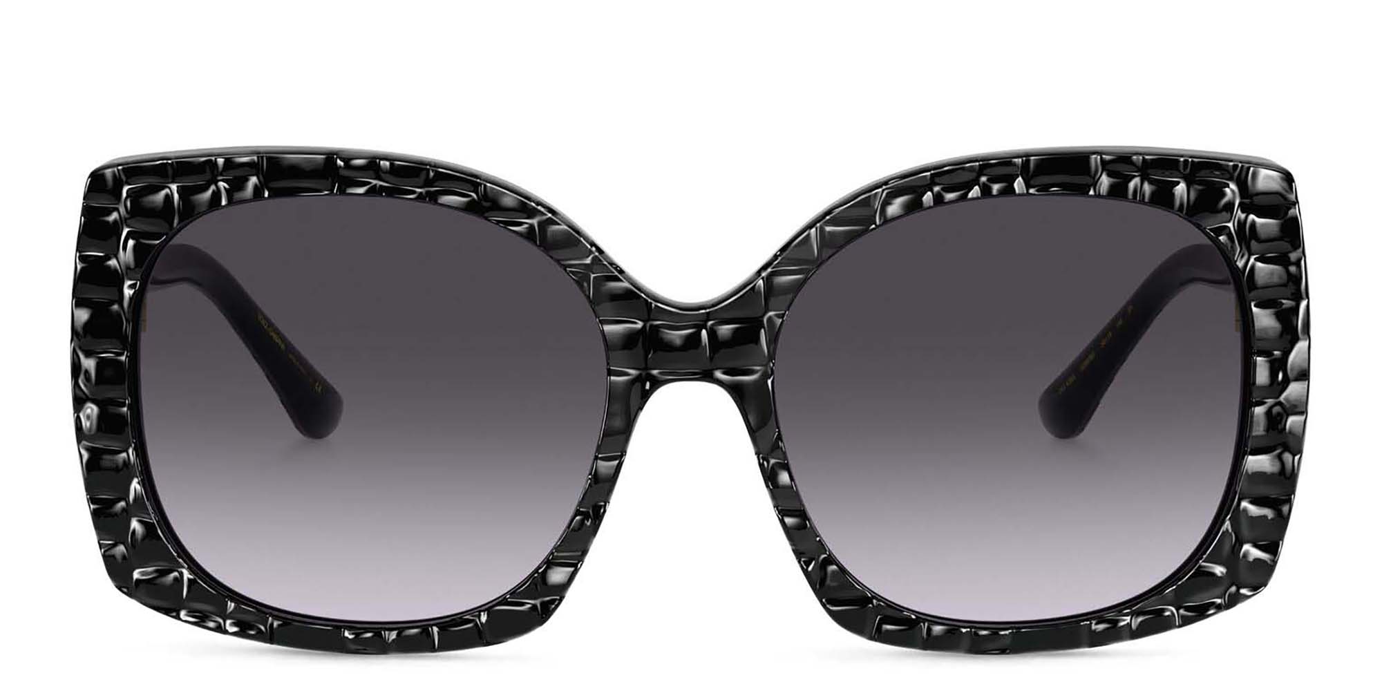 Dolce & Gabbana Wide Square Sunglasses in Black Texture Cocco – Product Photo 1