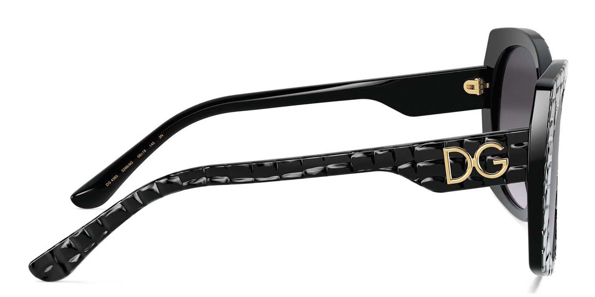 Dolce & Gabbana Wide Square Sunglasses in Black Texture Cocco – Product Photo 3