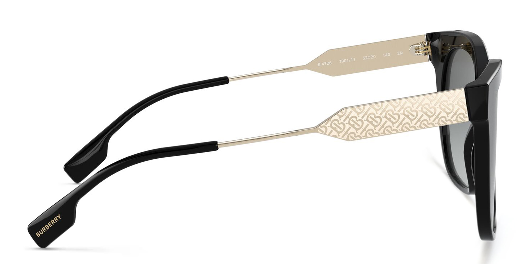 نظارة شمسية مربعة من بربري بلون أسود - صورة المنتج 3