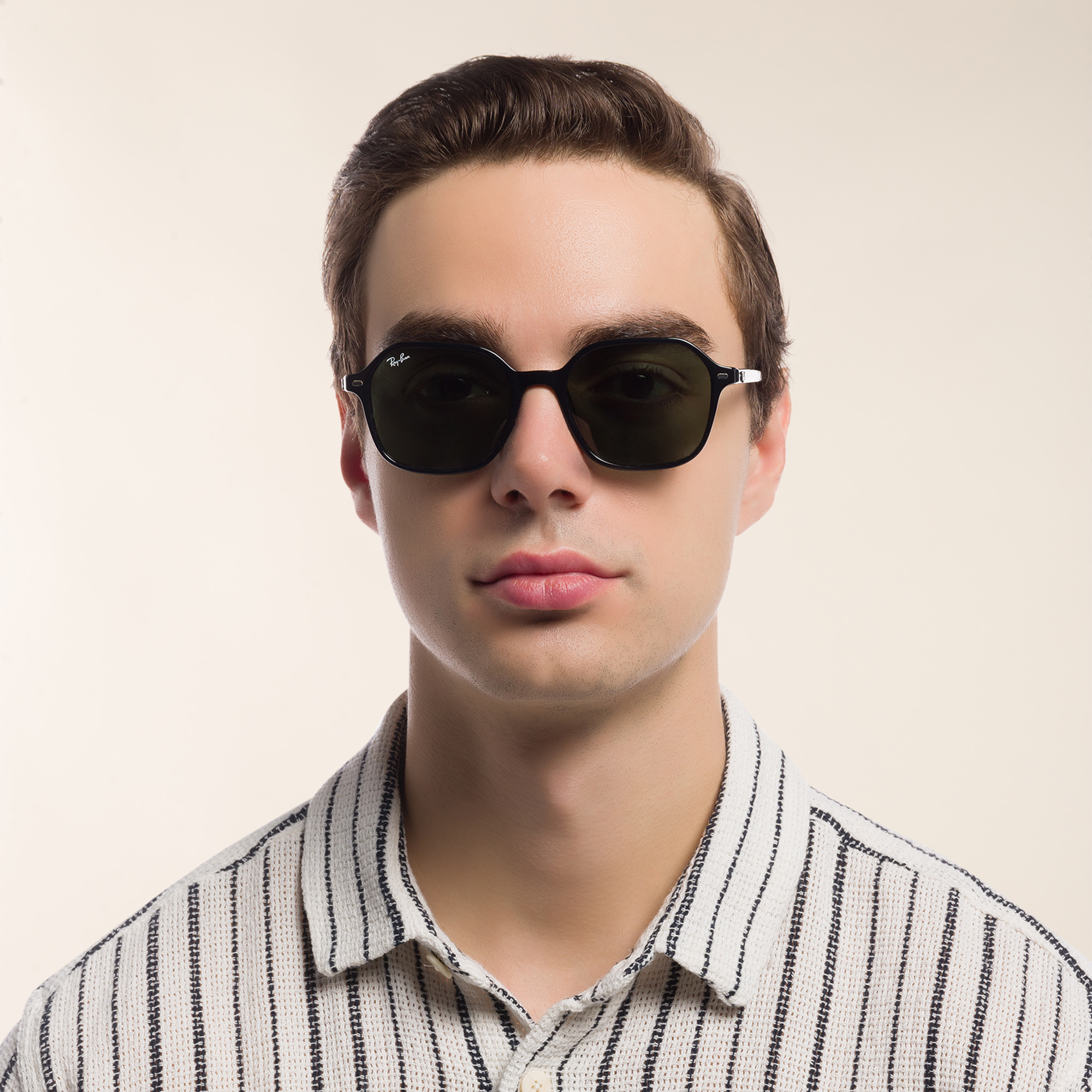Shop Ray-Ban John Square Sunglasses in Black online.