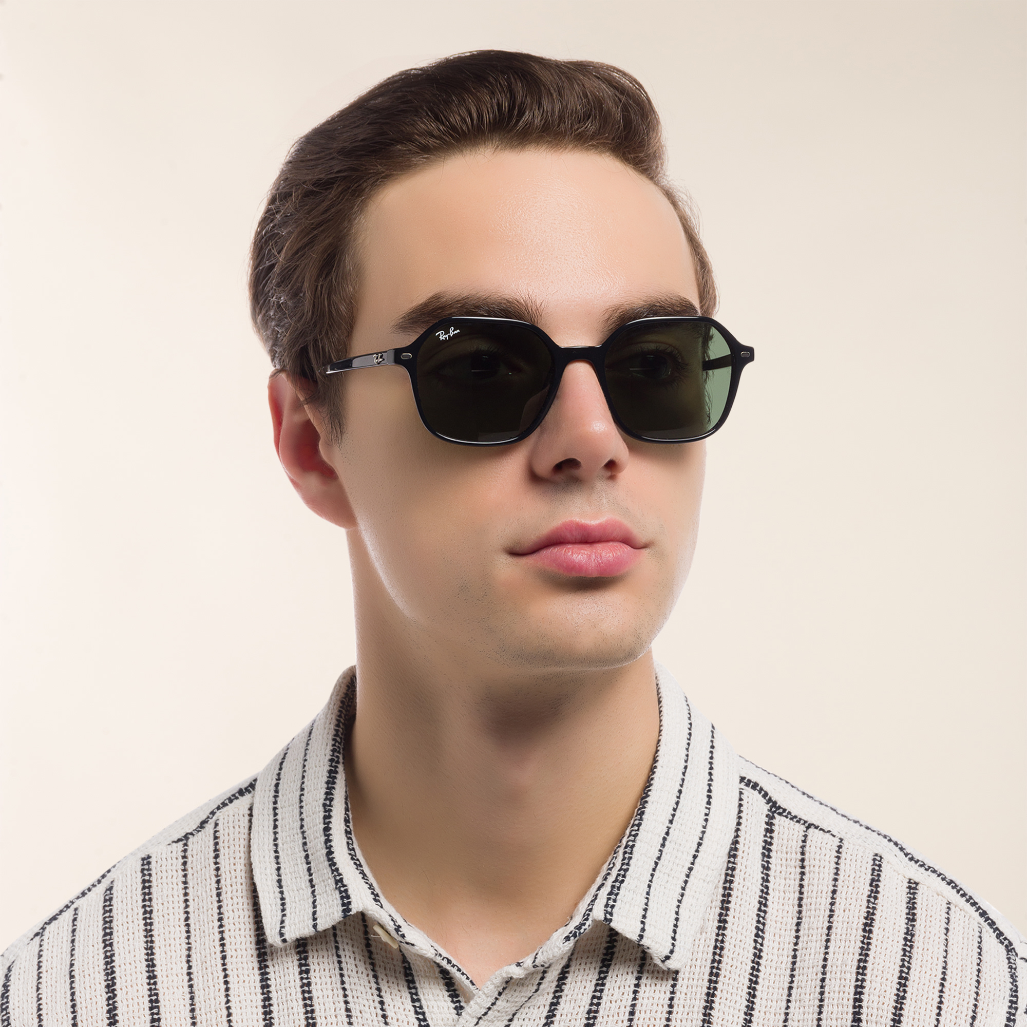Shop Ray-Ban John Square Sunglasses in Black online.