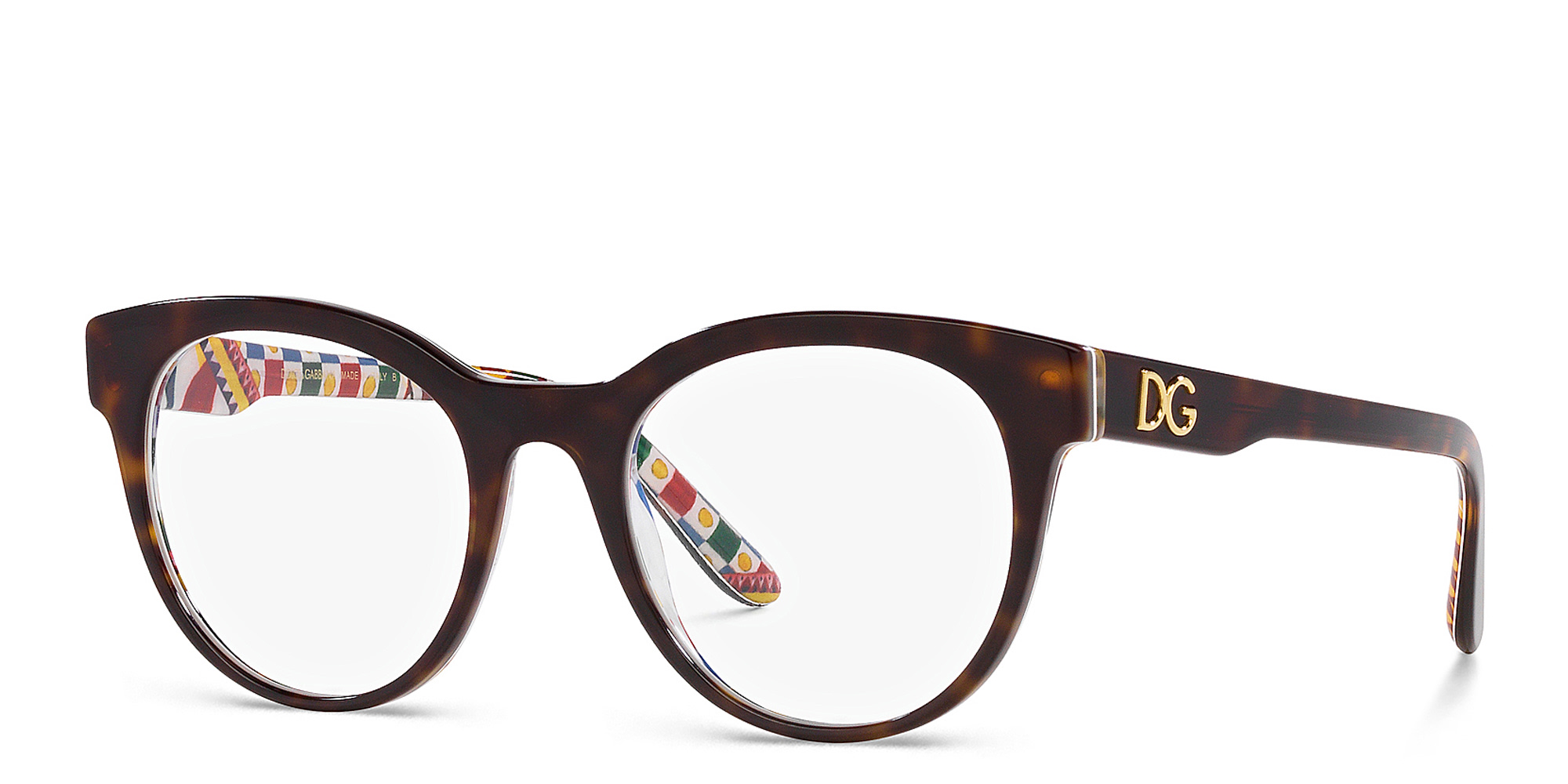 Shop Dolce & Gabbana Panthos Eyeglasses in Havana online.