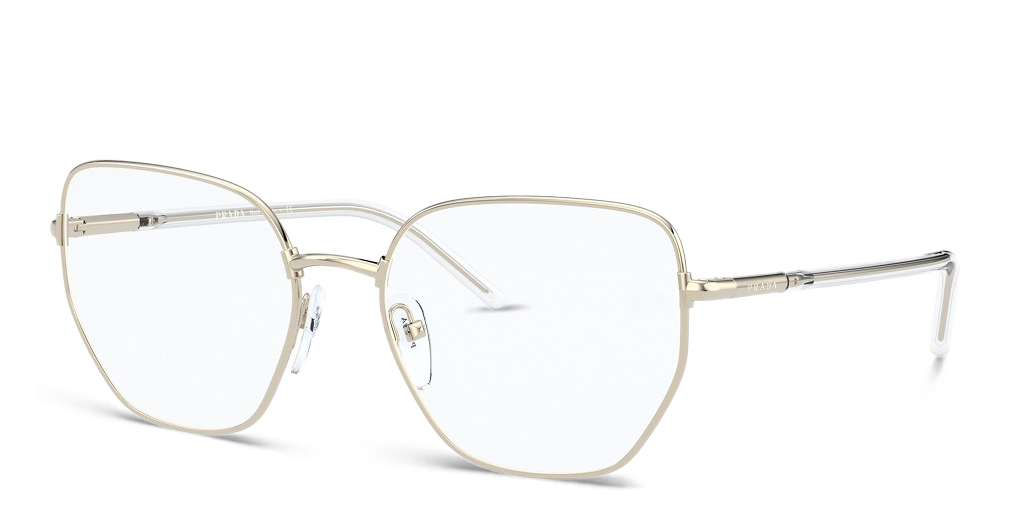 PRADA Irregular Eyeglasses in Pale Gold – Product Photo 2