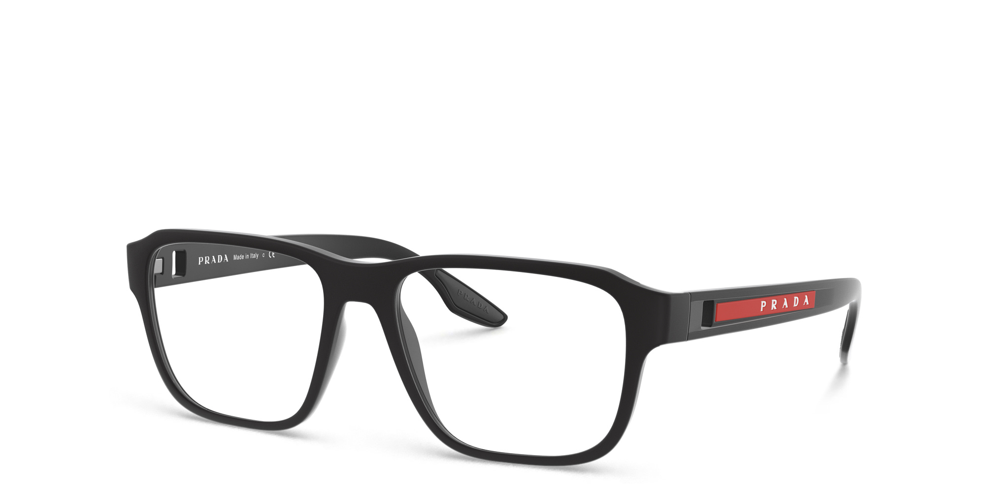 Prada Linea Rossa Rectangle Eyeglasses in Rubber Black – Product Photo 2