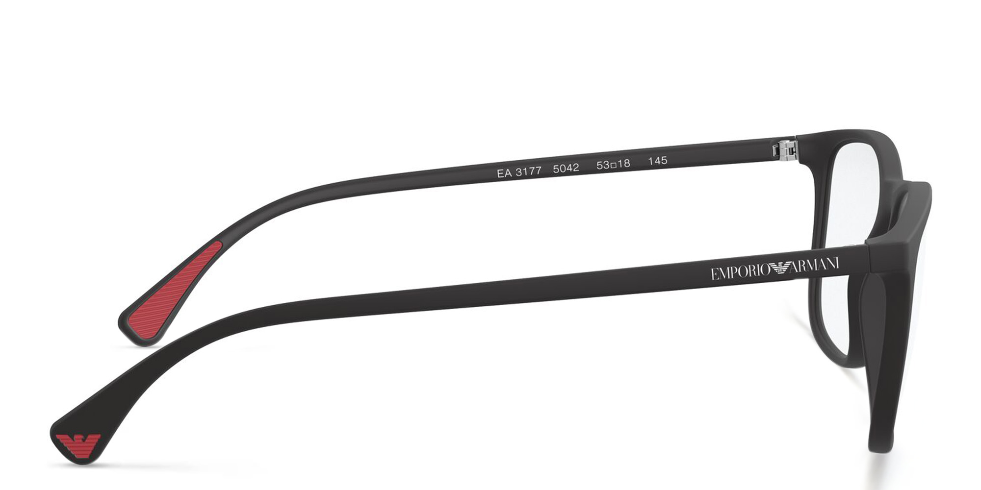 Emporio Armani Square Eyeglasses in Matte Black – Product Photo 3
