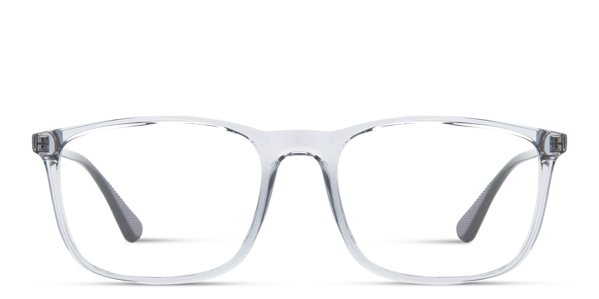 Emporio Armani Rectangle Eyeglasses in Shiny Transparent Grey – Product Photo 1
