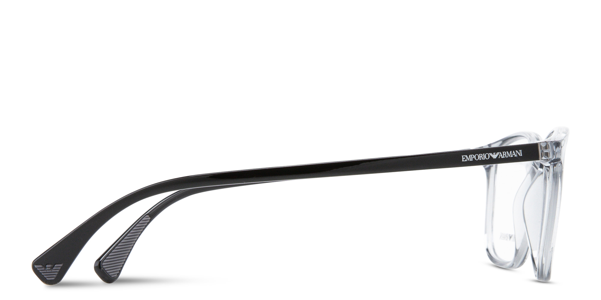 Emporio Armani Rectangle Eyeglasses in Shiny Transparent Grey – Product Photo 3