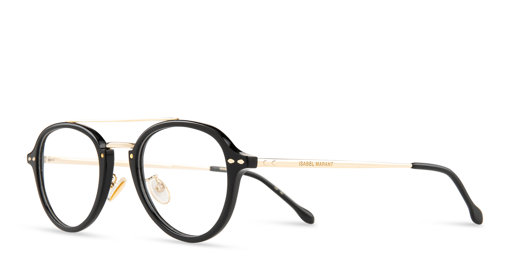 نظارات طبية ذا لاك بإطار دائري من إيزابيل مارانت بلون بلاك جولد - صورة المنتج 4
