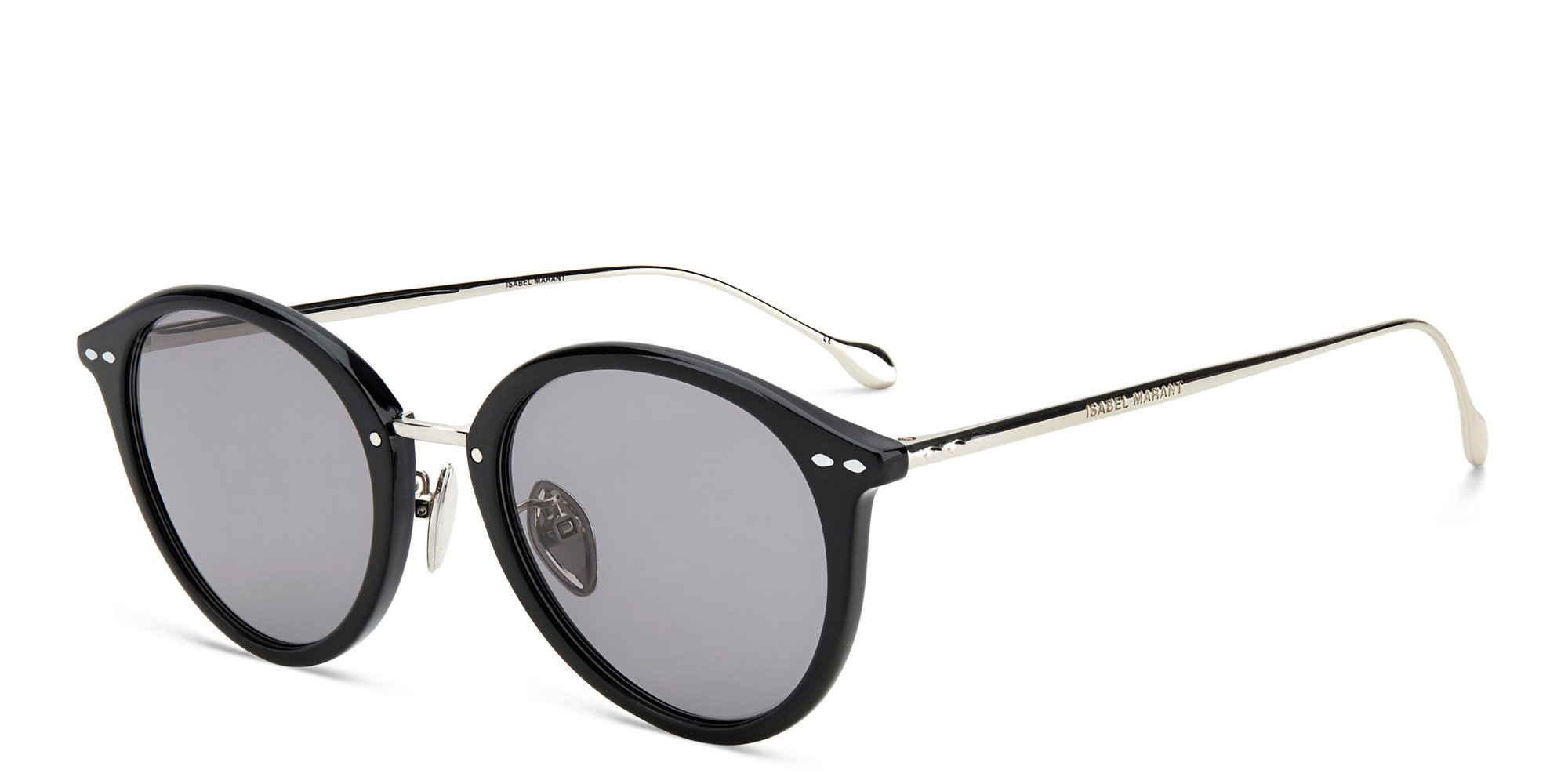 Shop ISABEL MARANT Panthos Sunglasses in Black & Silver online.