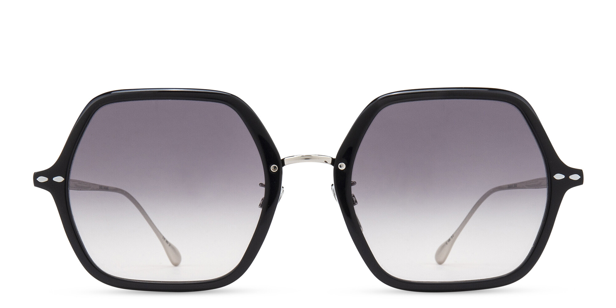 Shop ISABEL MARANT Oversized Irregular Sunglasses in Black & Silver online.
