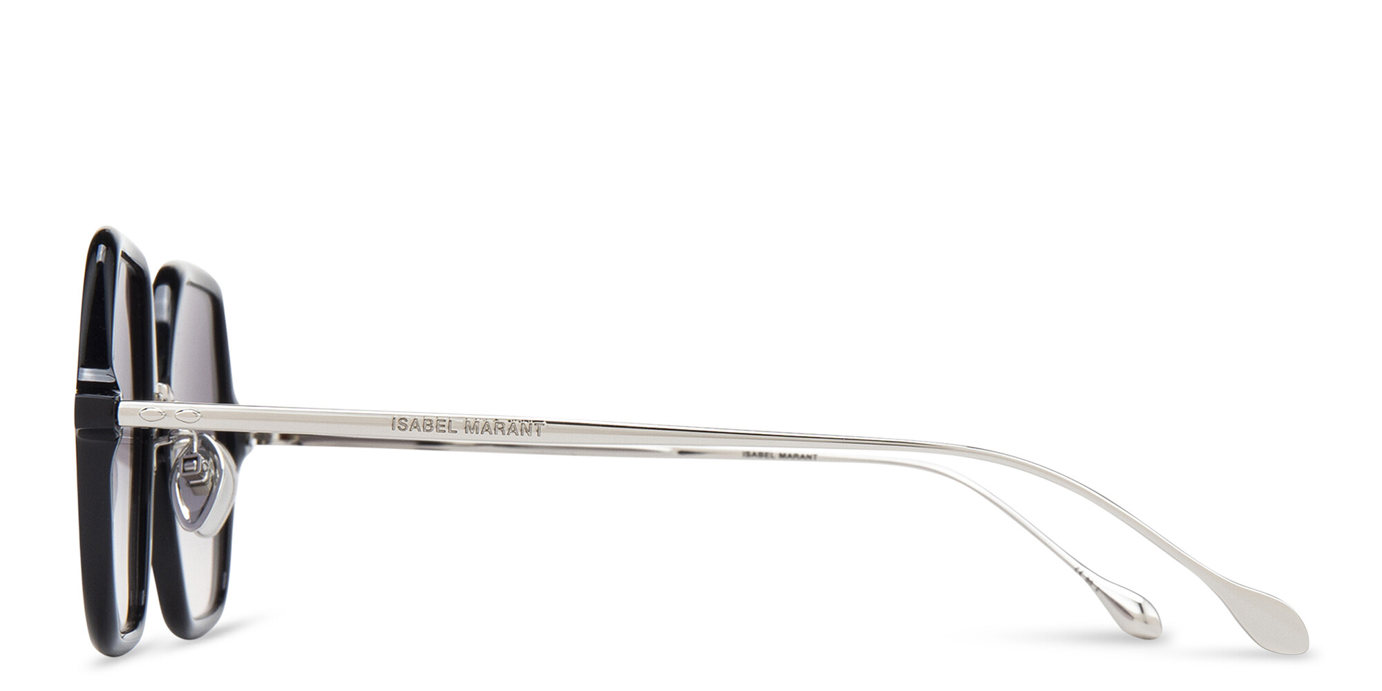 Shop ISABEL MARANT Oversized Irregular Sunglasses in Black & Silver online.