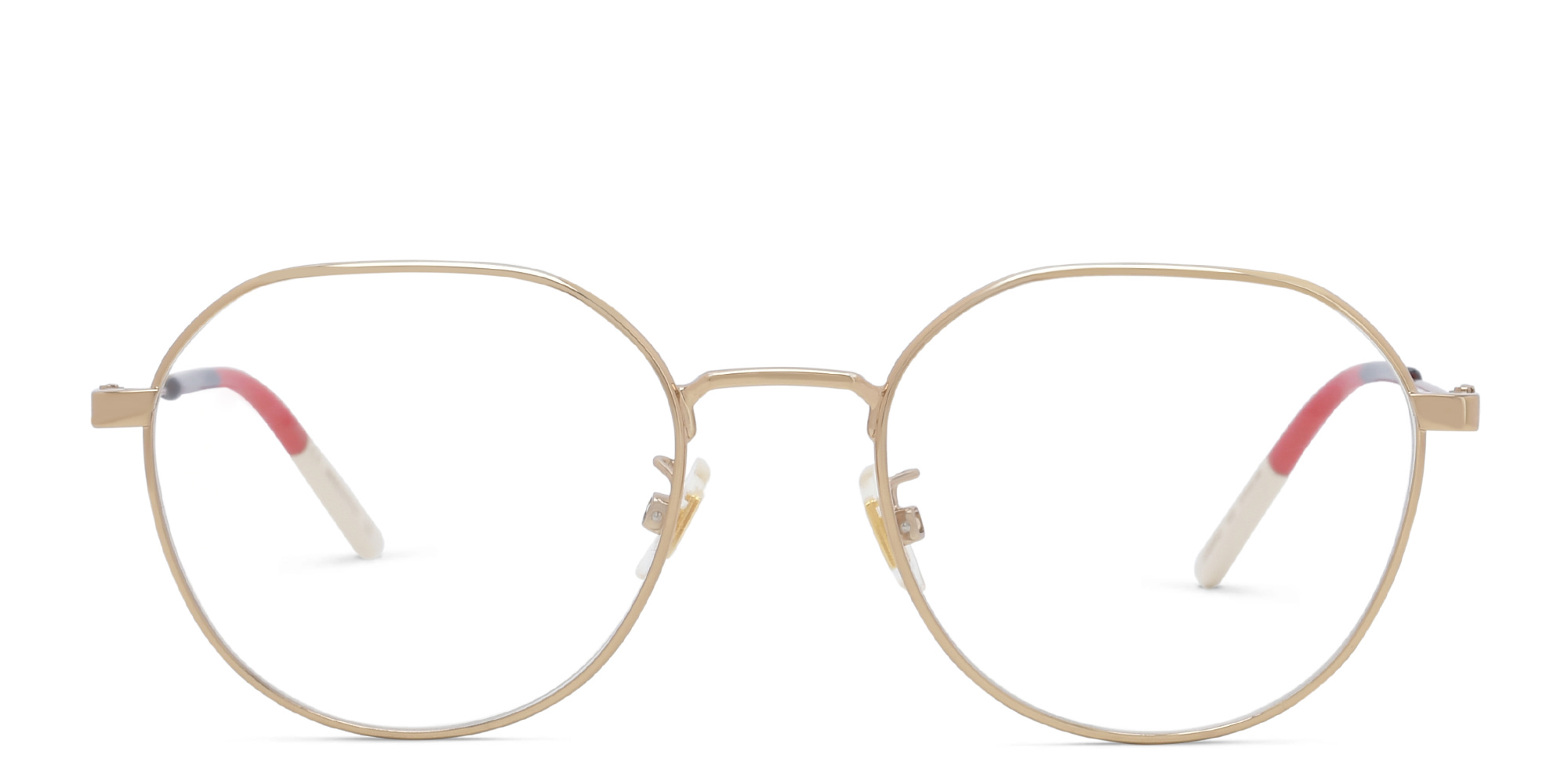 Shop GUCCI Round Eyeglasses in Gold online.