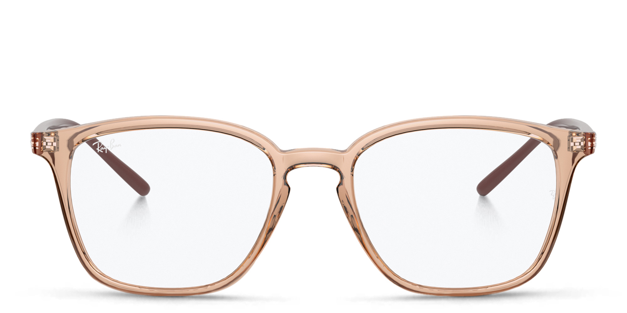 Shop Ray-Ban Logo Signature Unisex Square Eyeglasses in Beige online.