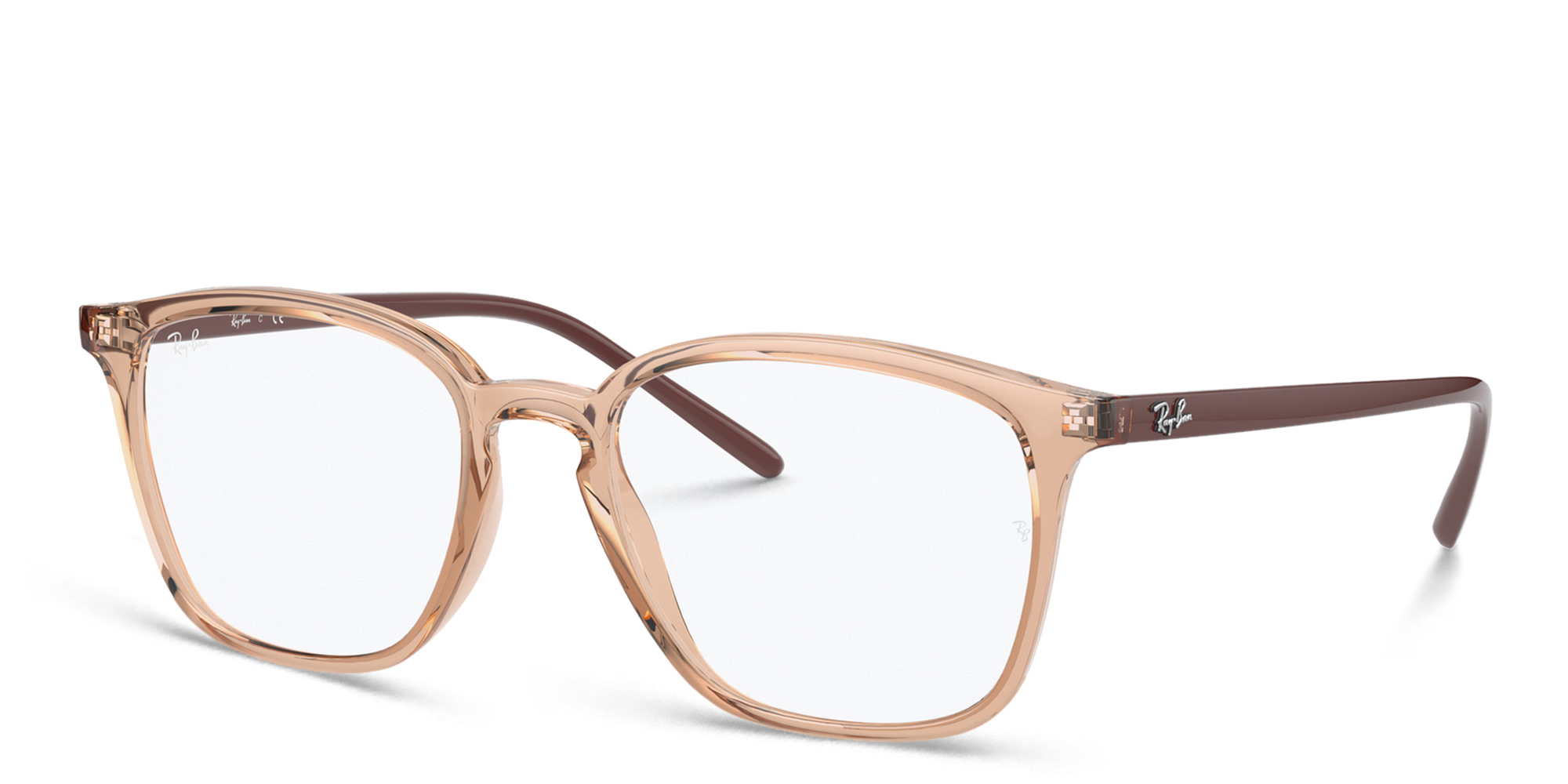 Shop Ray-Ban Logo Signature Unisex Square Eyeglasses in Beige online.