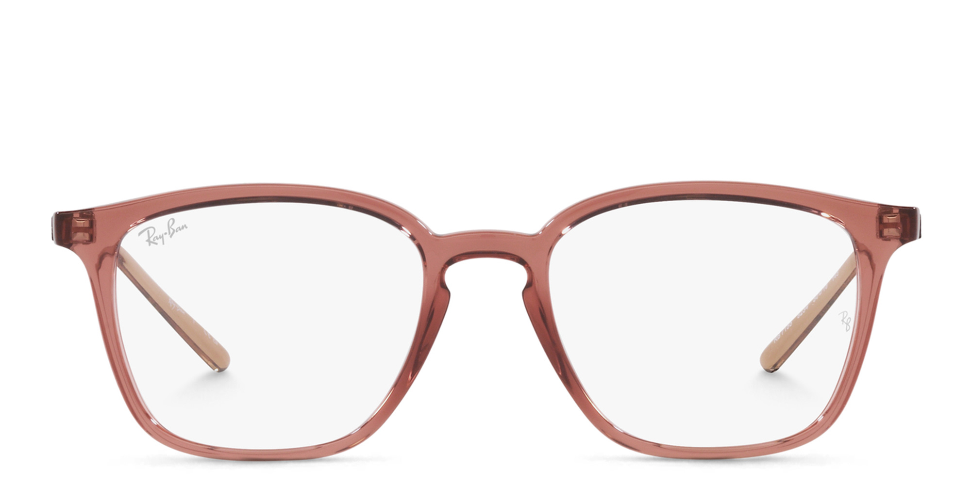 Shop Ray-Ban Unisex Square Eyeglasses in Transparent light brown online.