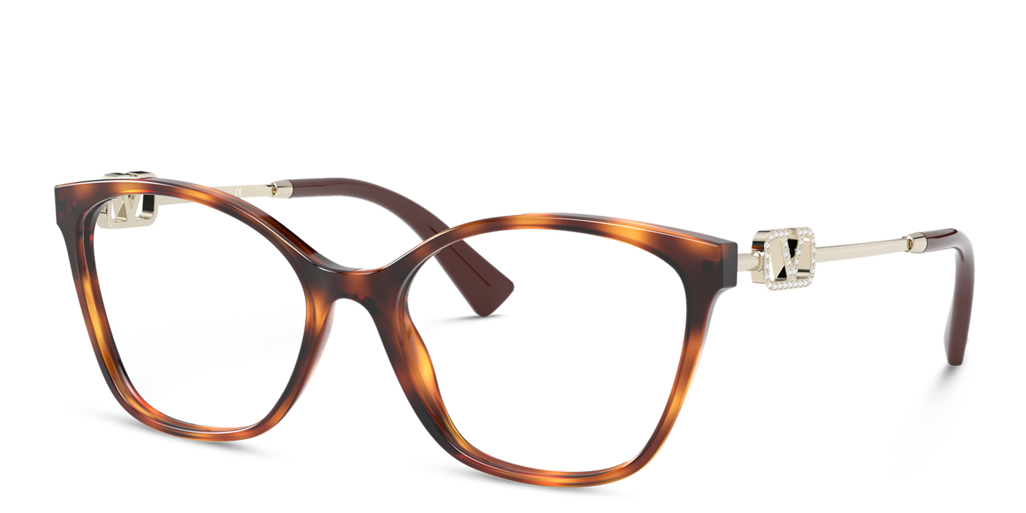 Shop VALENTINO Cat-Eye Eyeglasses in Havana online.