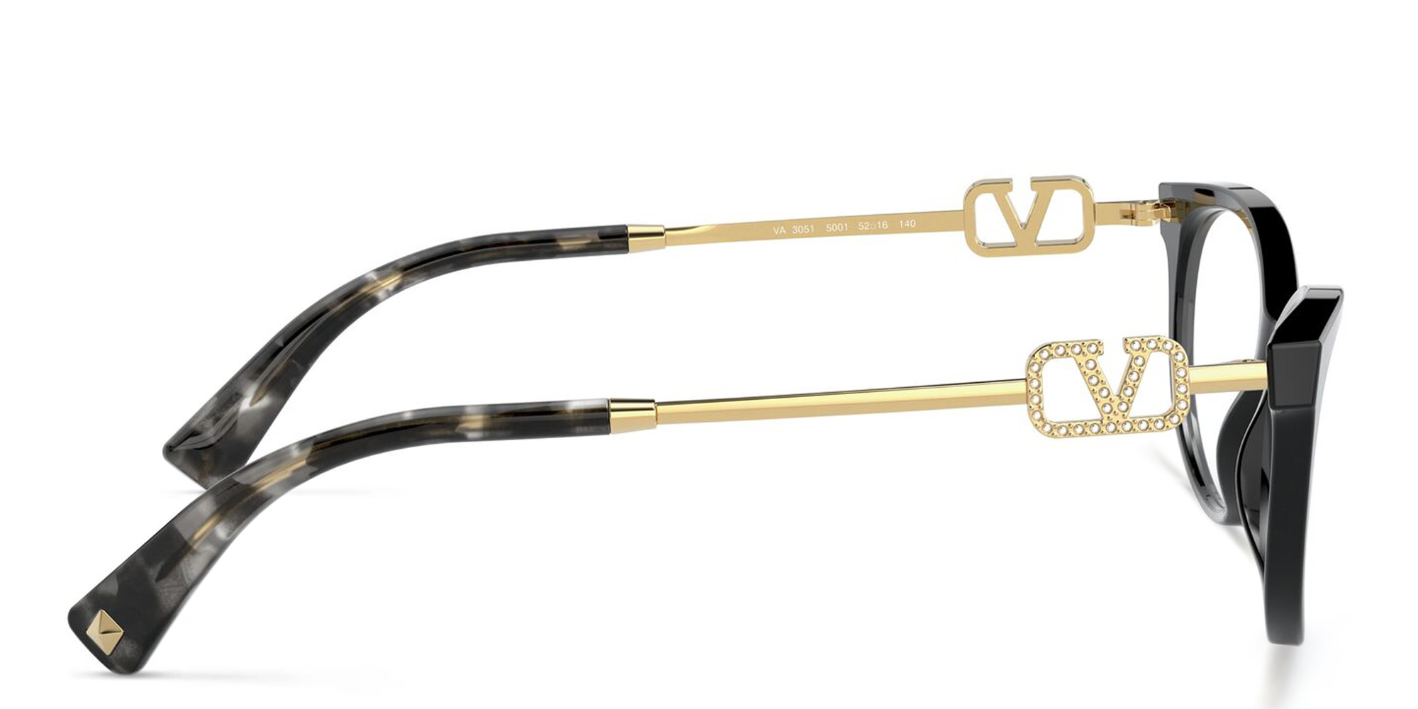 VALENTINO Rhinestone V Logo Cat-Eye Eyeglasses in Black – Product Photo 3